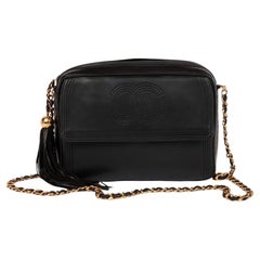 Chanel Black Lambskin Leather Vintage Medium Timeless Camera Bag