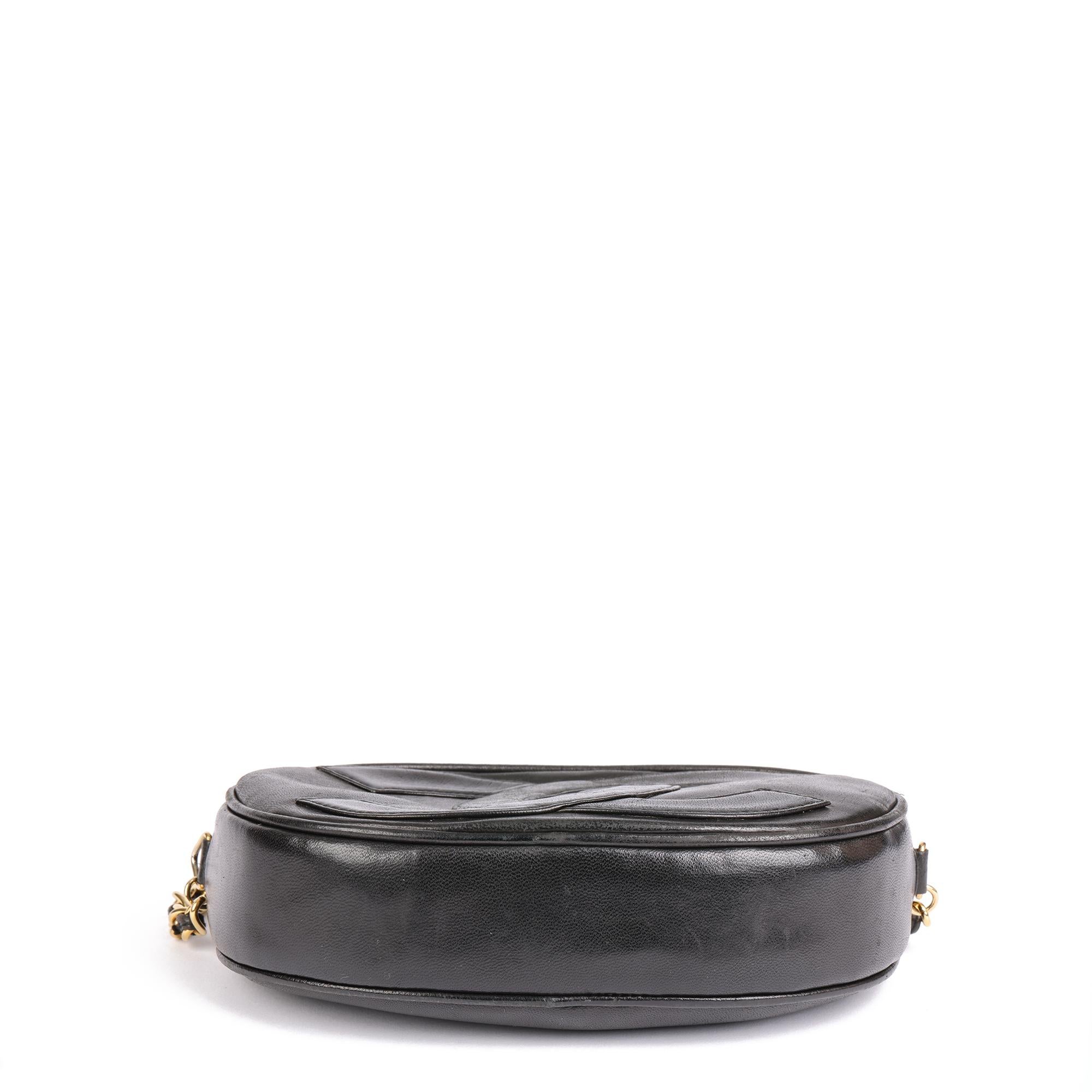 CHANEL Black Lambskin Leather Vintage Round Fringe Timeless Shoulder Bag In Excellent Condition In Bishop's Stortford, Hertfordshire