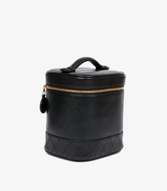 Chanel Black Lambskin Leather Vintage Vanity Case
