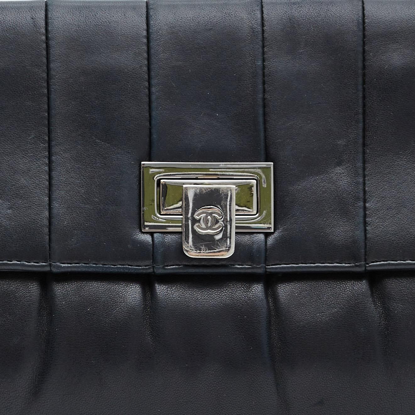 Chanel Black Lambskin Long Clutch Bag For Sale 6