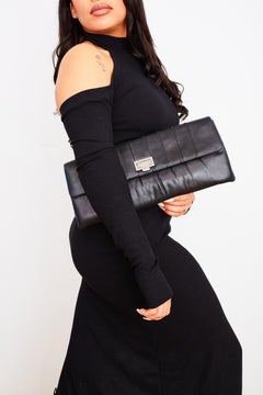 Chanel Black Lambskin Long Clutch Bag
