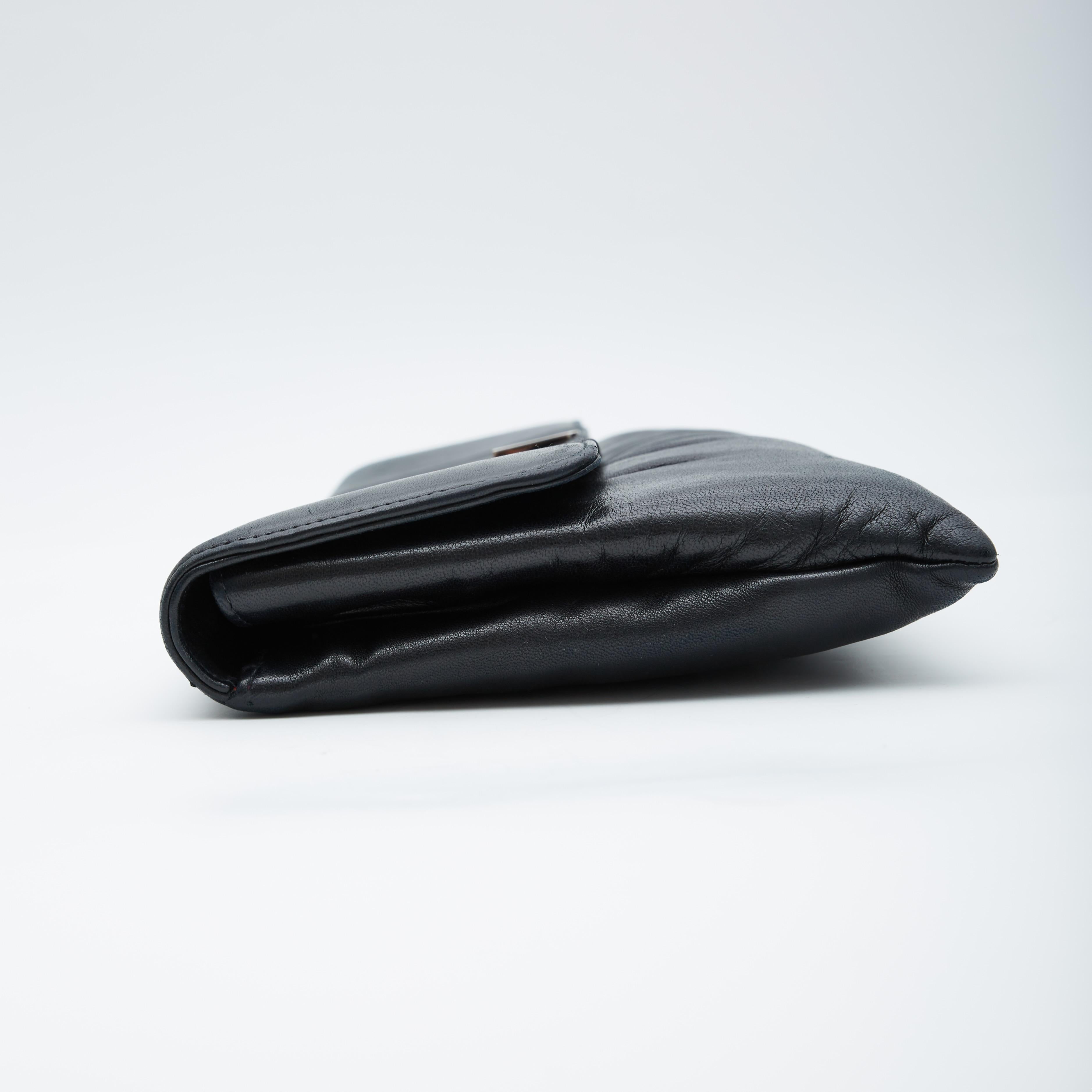 Chanel Black Lambskin Long Clutch Bag In Excellent Condition For Sale In Montreal, Quebec