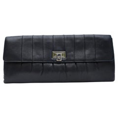 Chanel Black Lambskin Long Clutch Bag