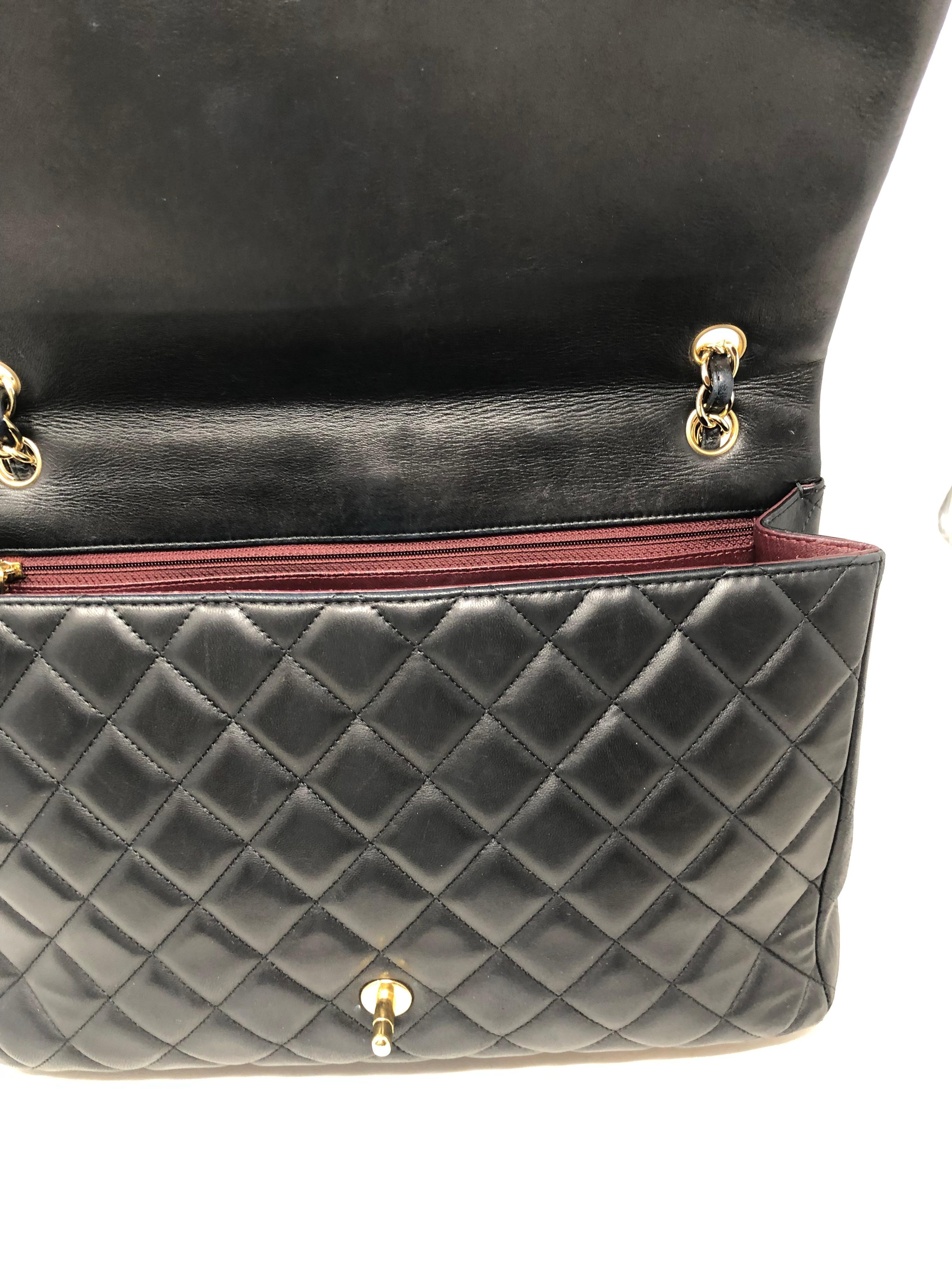 Chanel Black Lambskin Maxi Bag  8