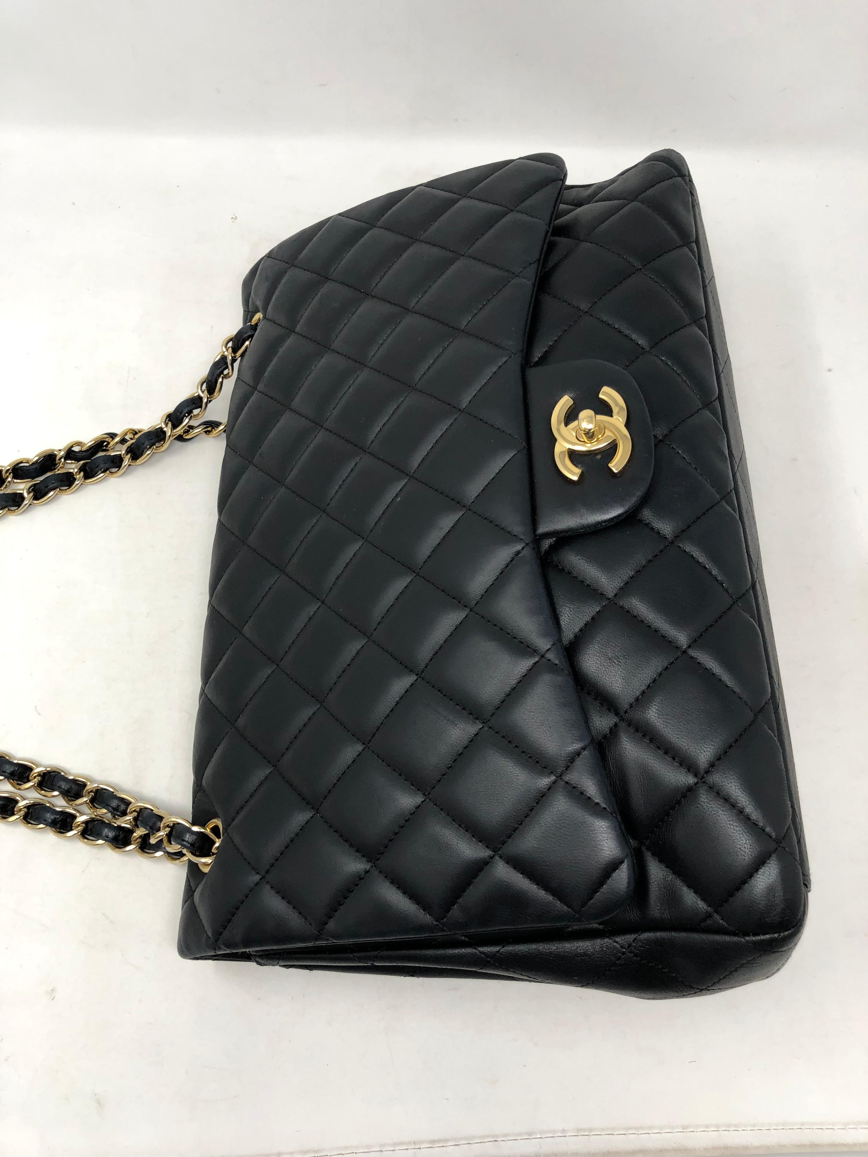 Women's or Men's Chanel Black Lambskin Maxi Bag 