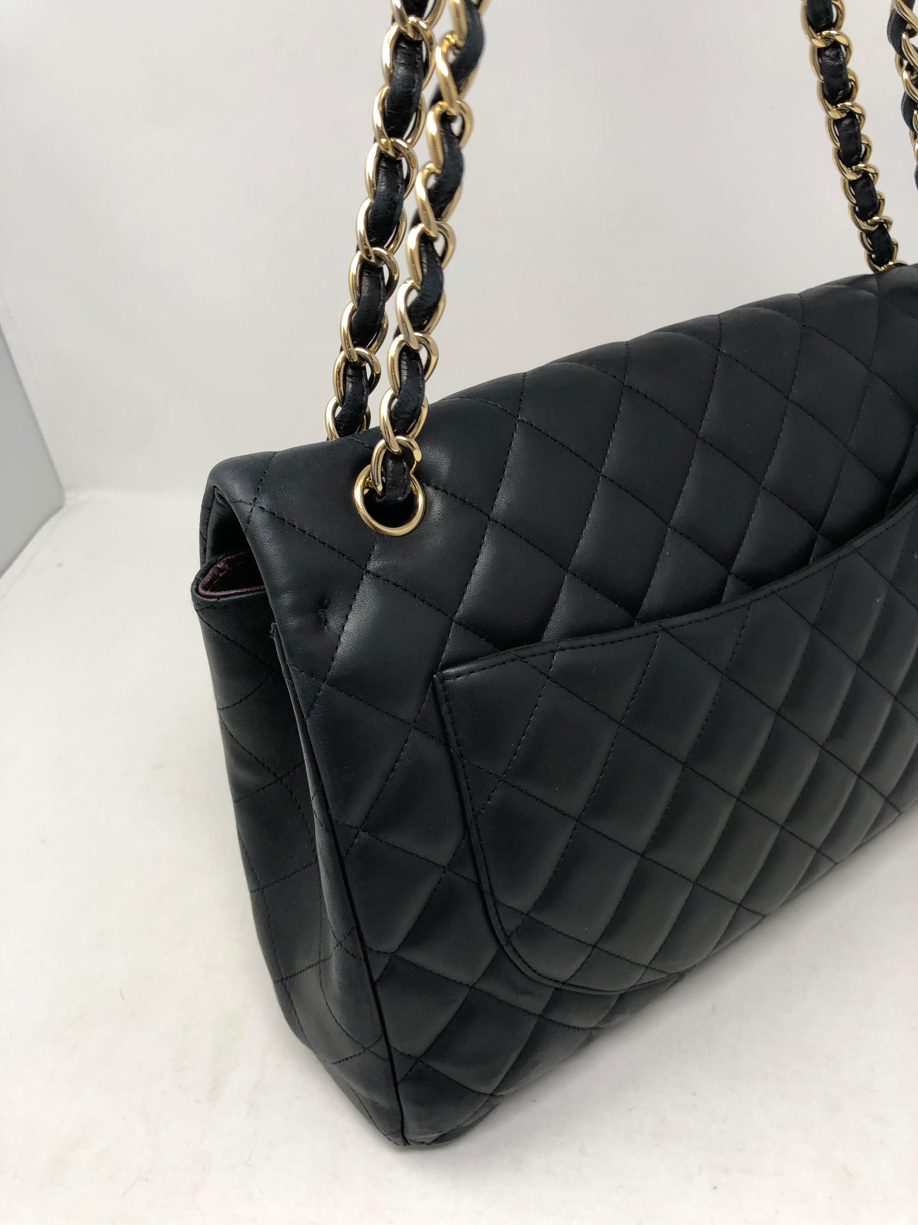 Chanel Black Lambskin Maxi Bag  3
