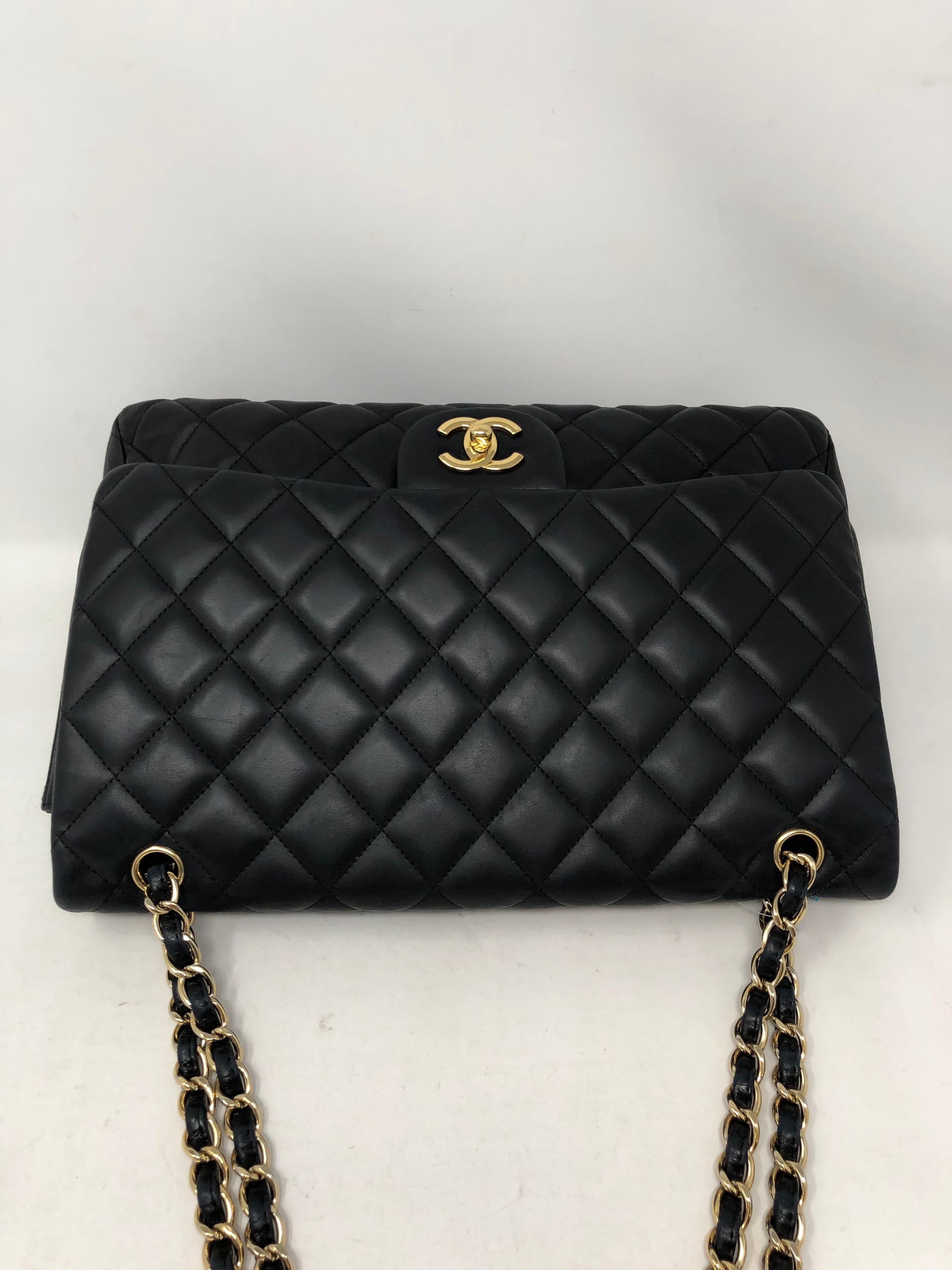 Chanel Black Lambskin Maxi Bag  4