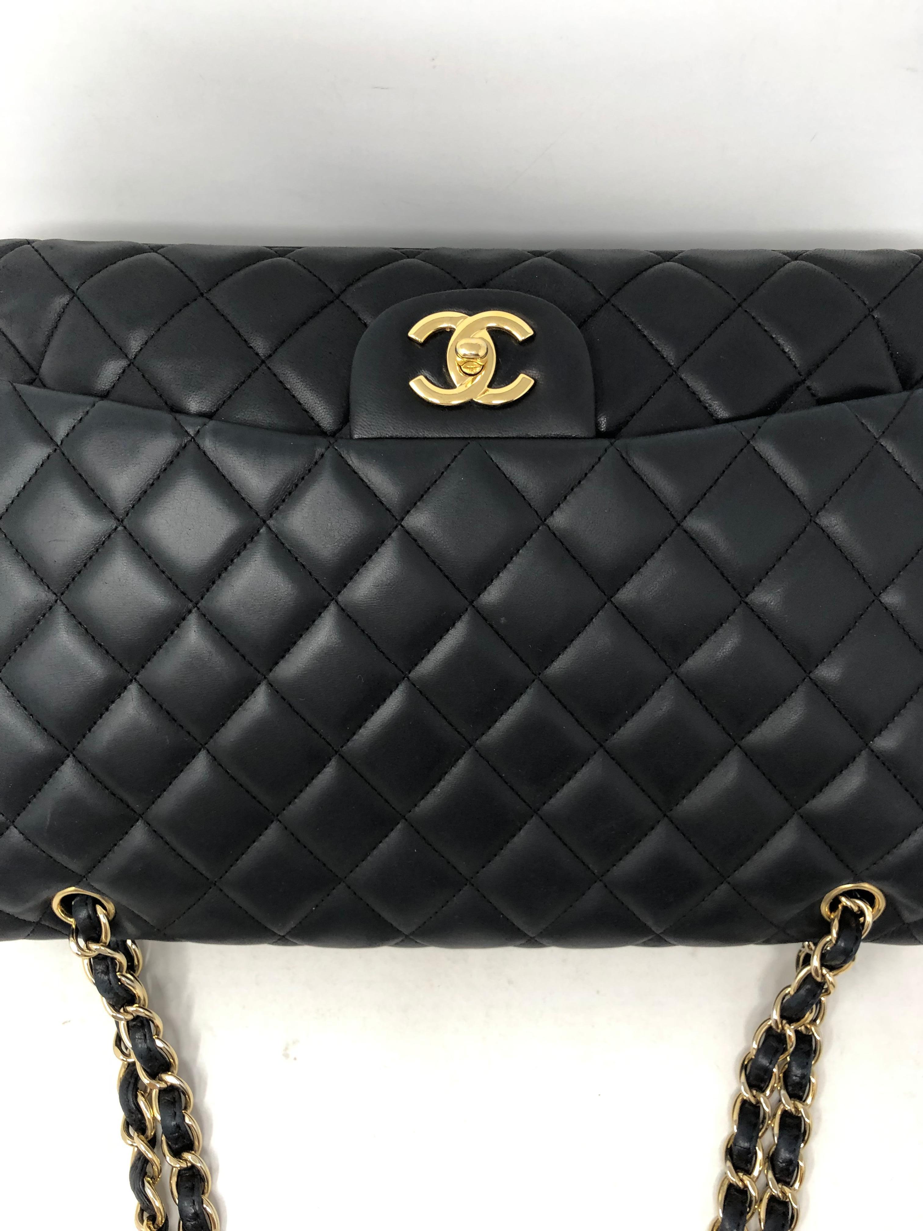 Chanel Black Lambskin Maxi Bag  5