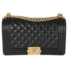 Chanel Black Lambskin Medium Boy Bag