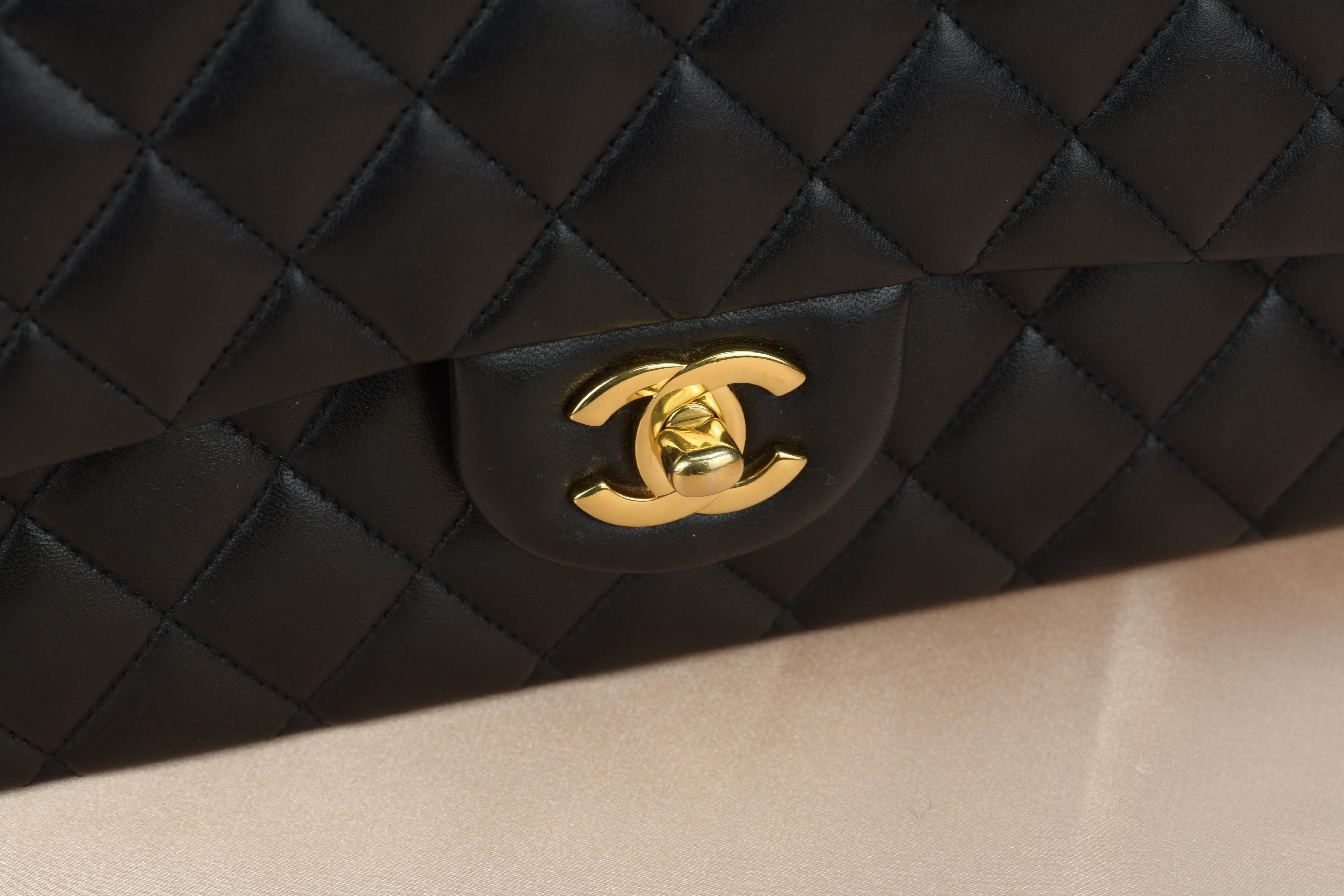 Chanel Black Lambskin Medium Classic Double Flap Bag 6