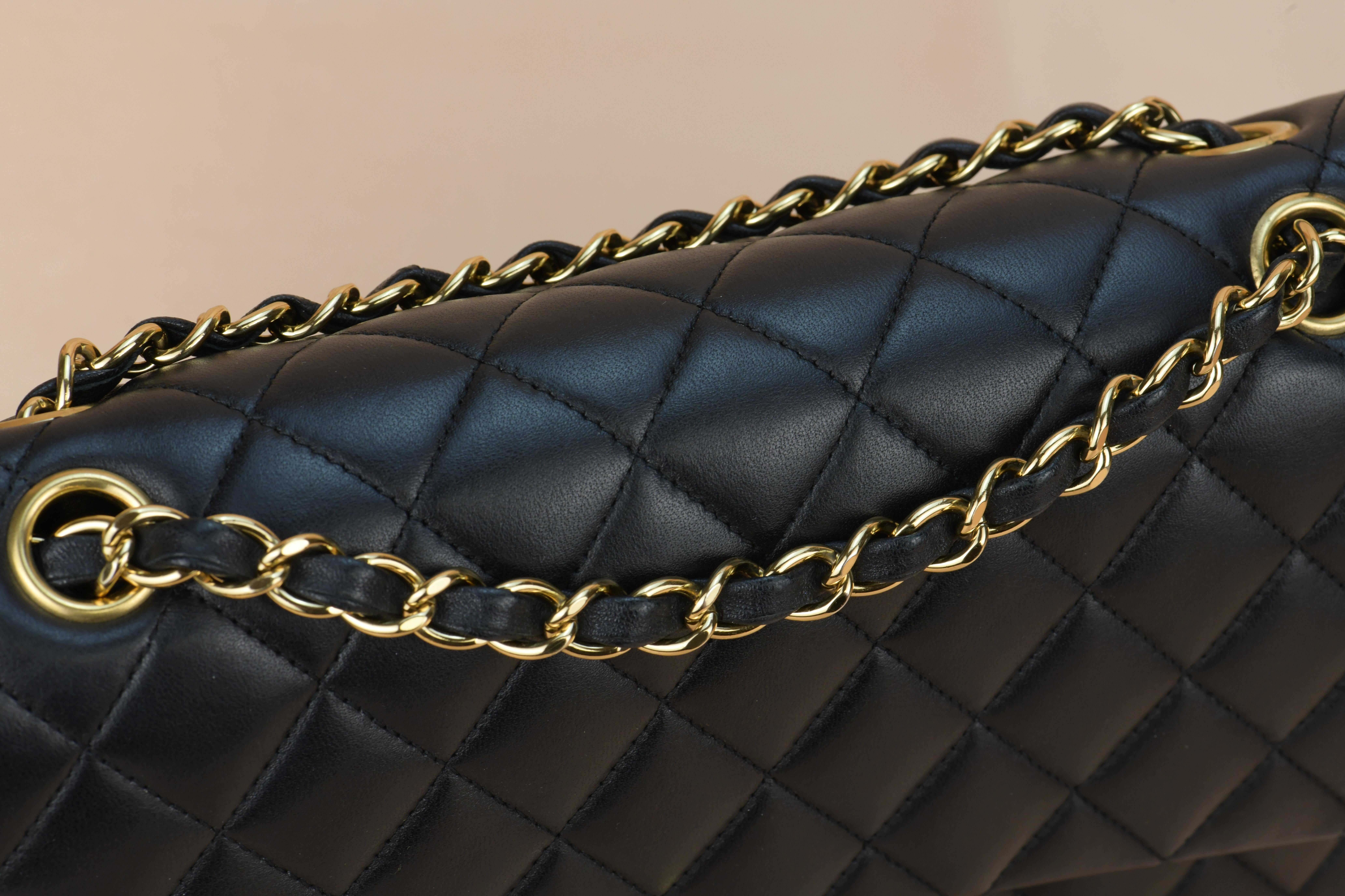 Chanel Black Lambskin Medium Classic Double Flap Bag 7