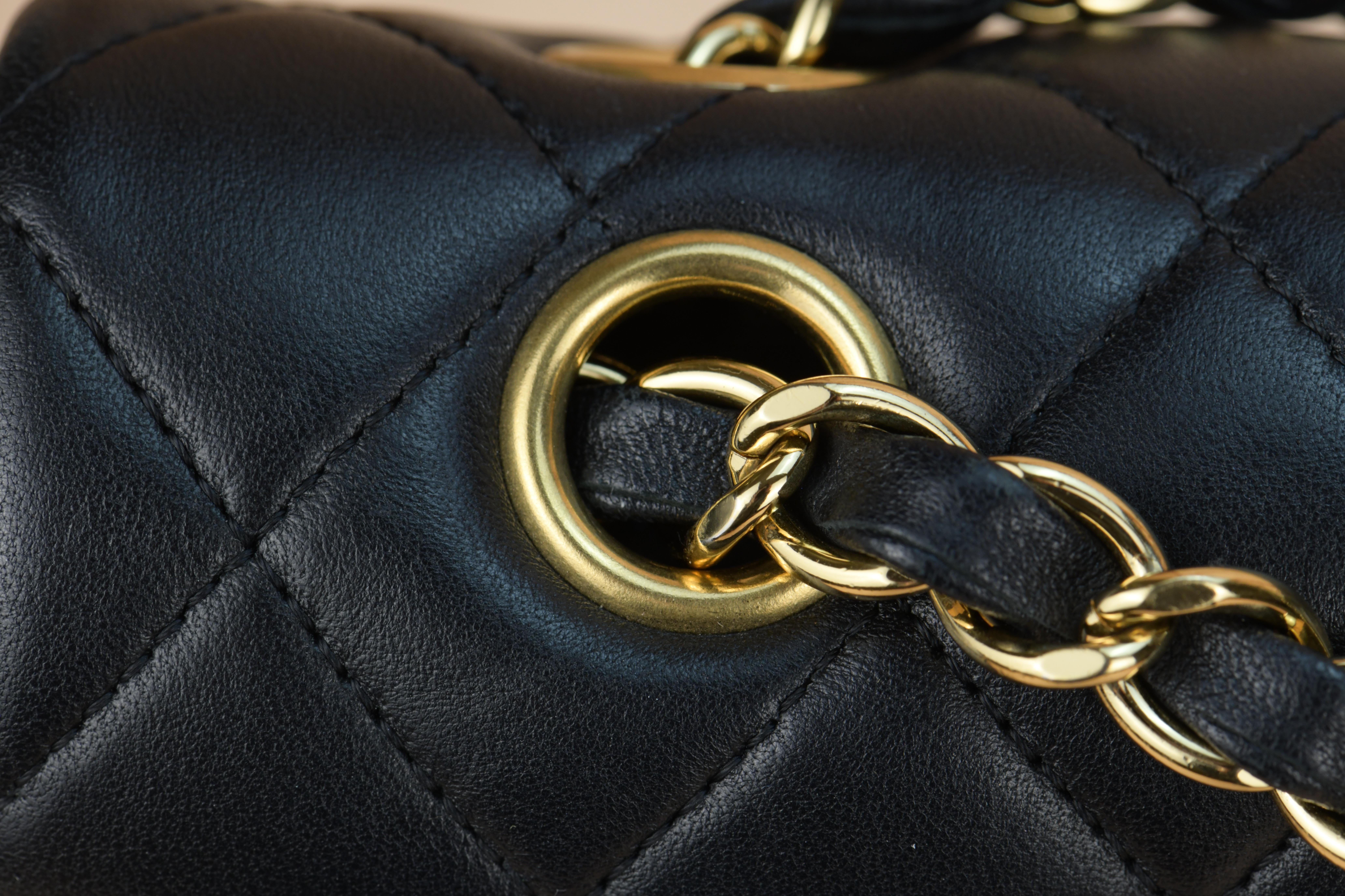 Chanel Black Lambskin Medium Classic Double Flap Bag 8
