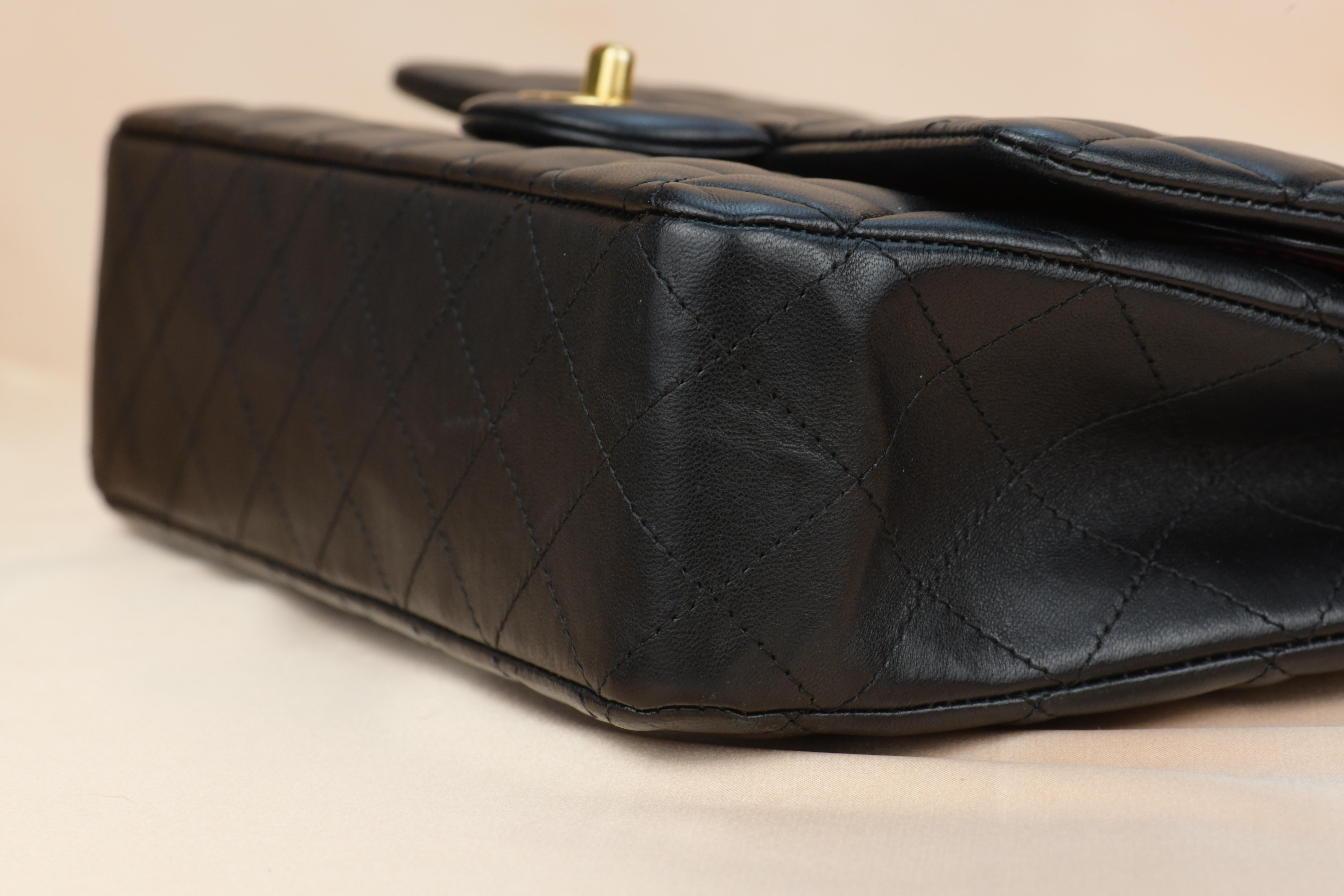 Chanel Black Lambskin Medium Classic Double Flap Bag 10