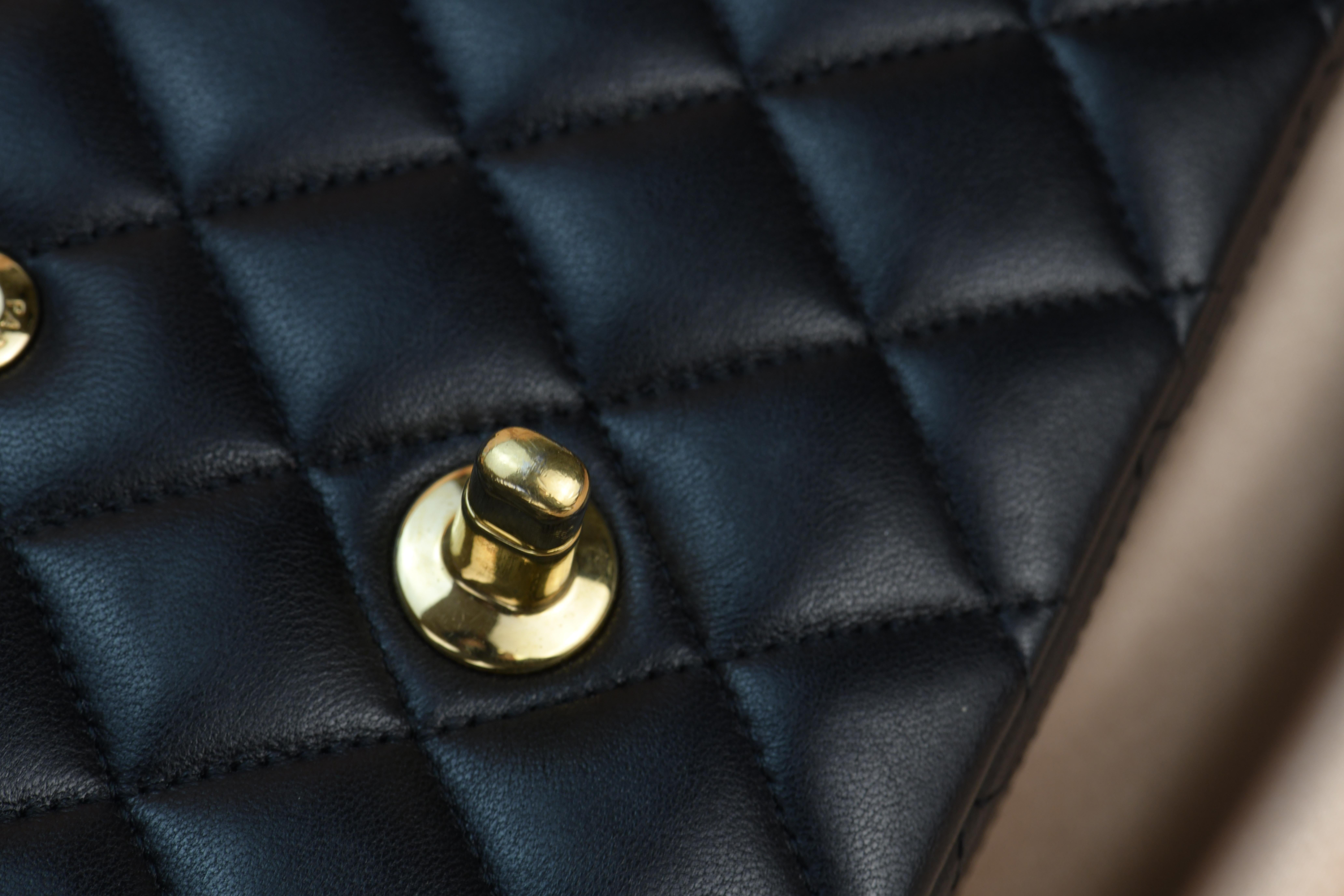 Chanel Black Lambskin Medium Classic Double Flap Bag 13