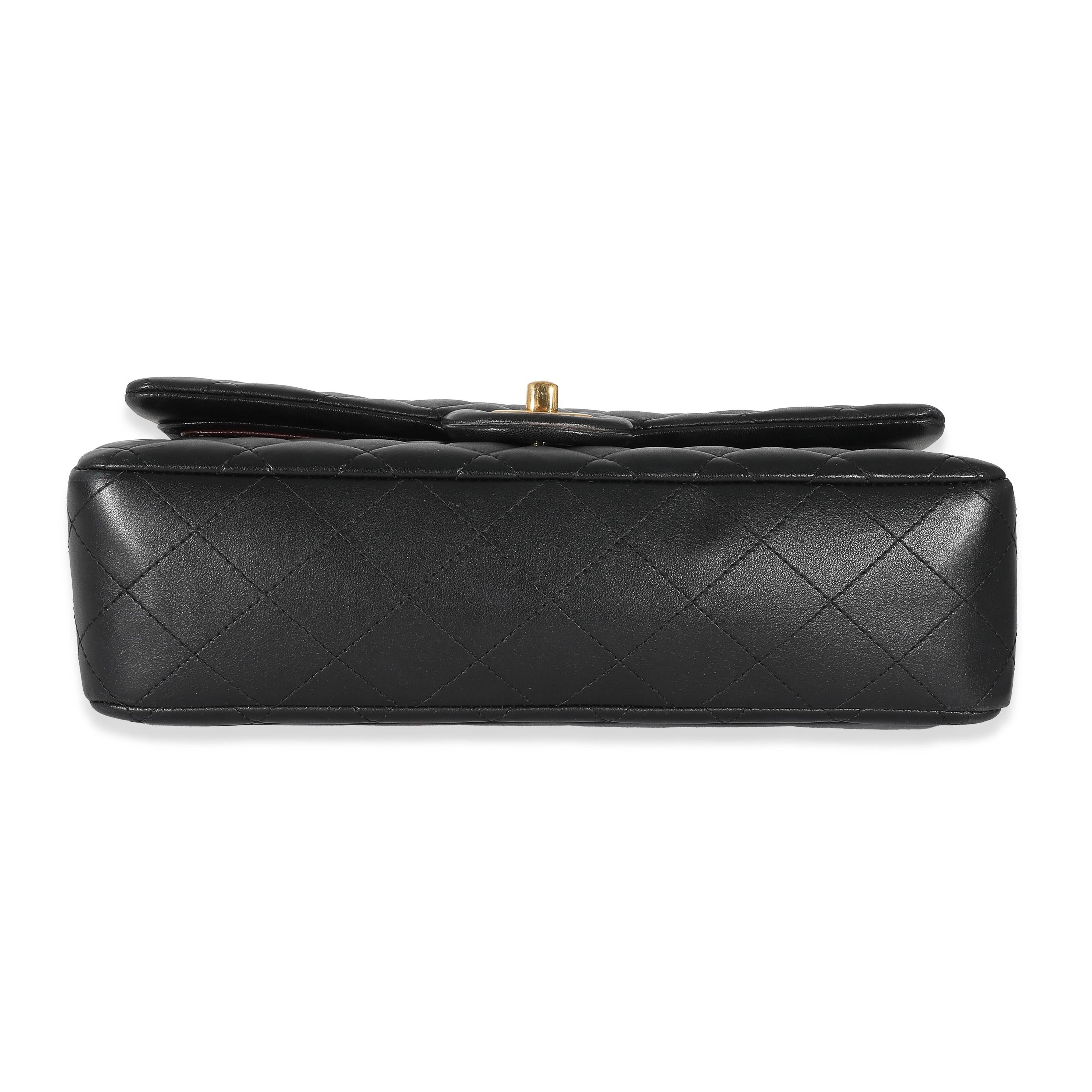 Women's Chanel Black Lambskin Medium Classic Double Flap Bag For Sale