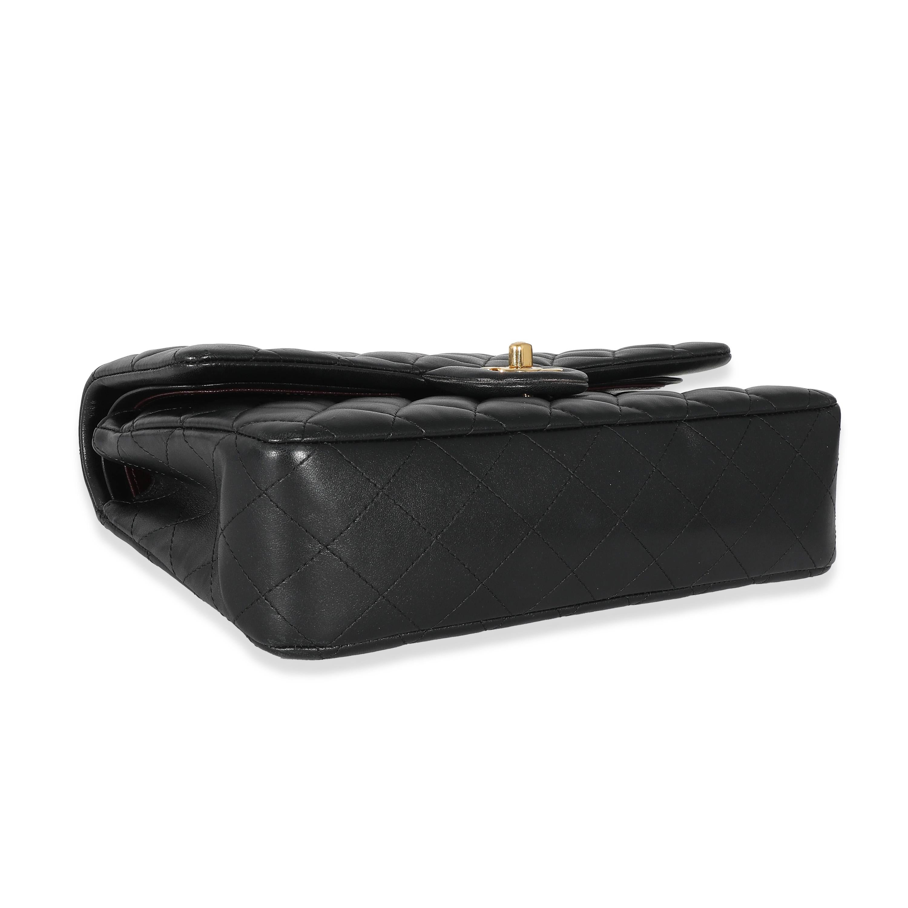 Chanel Black Lambskin Medium Classic Double Flap Bag For Sale 1