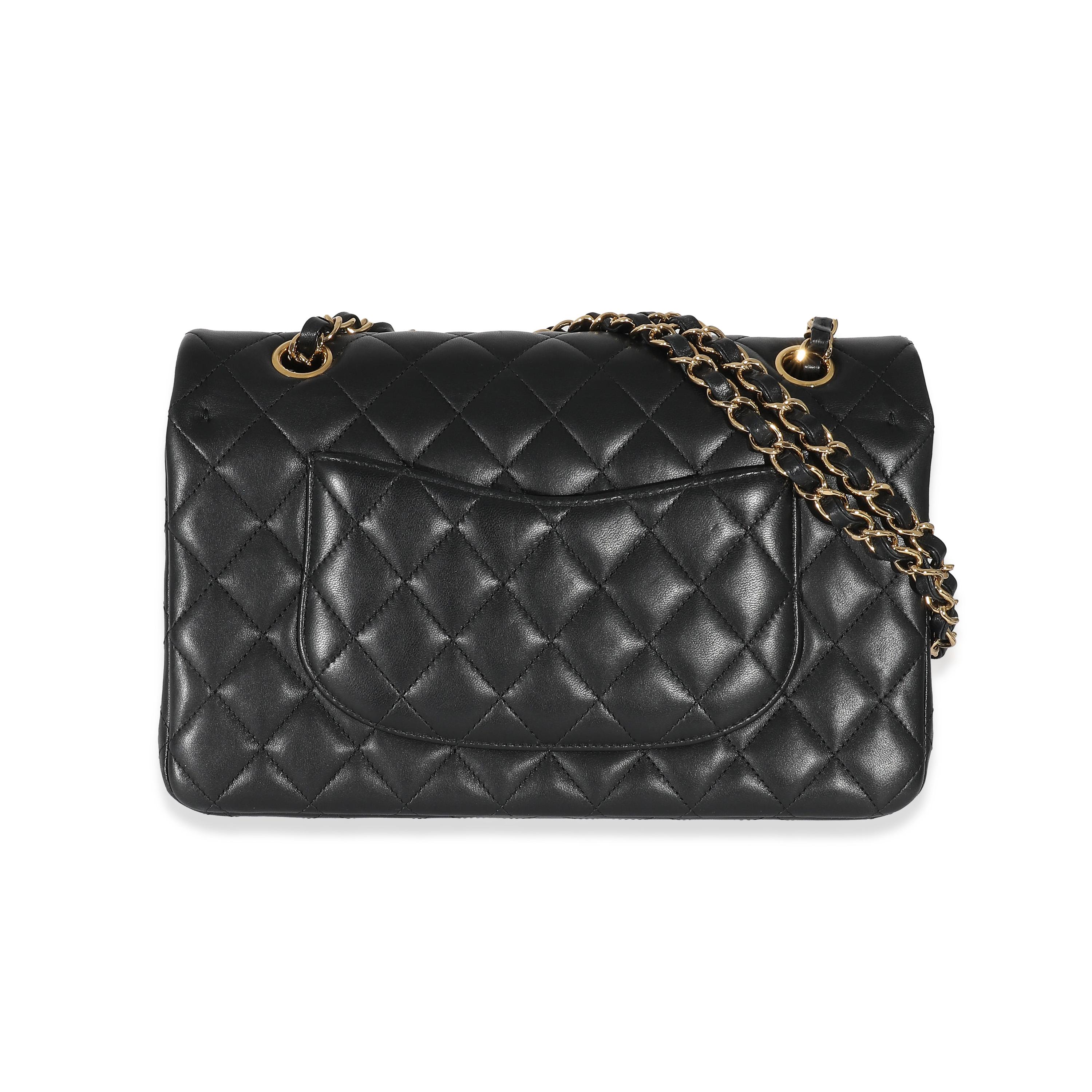 Chanel Black Lambskin Medium Classic Double Flap Bag For Sale 2