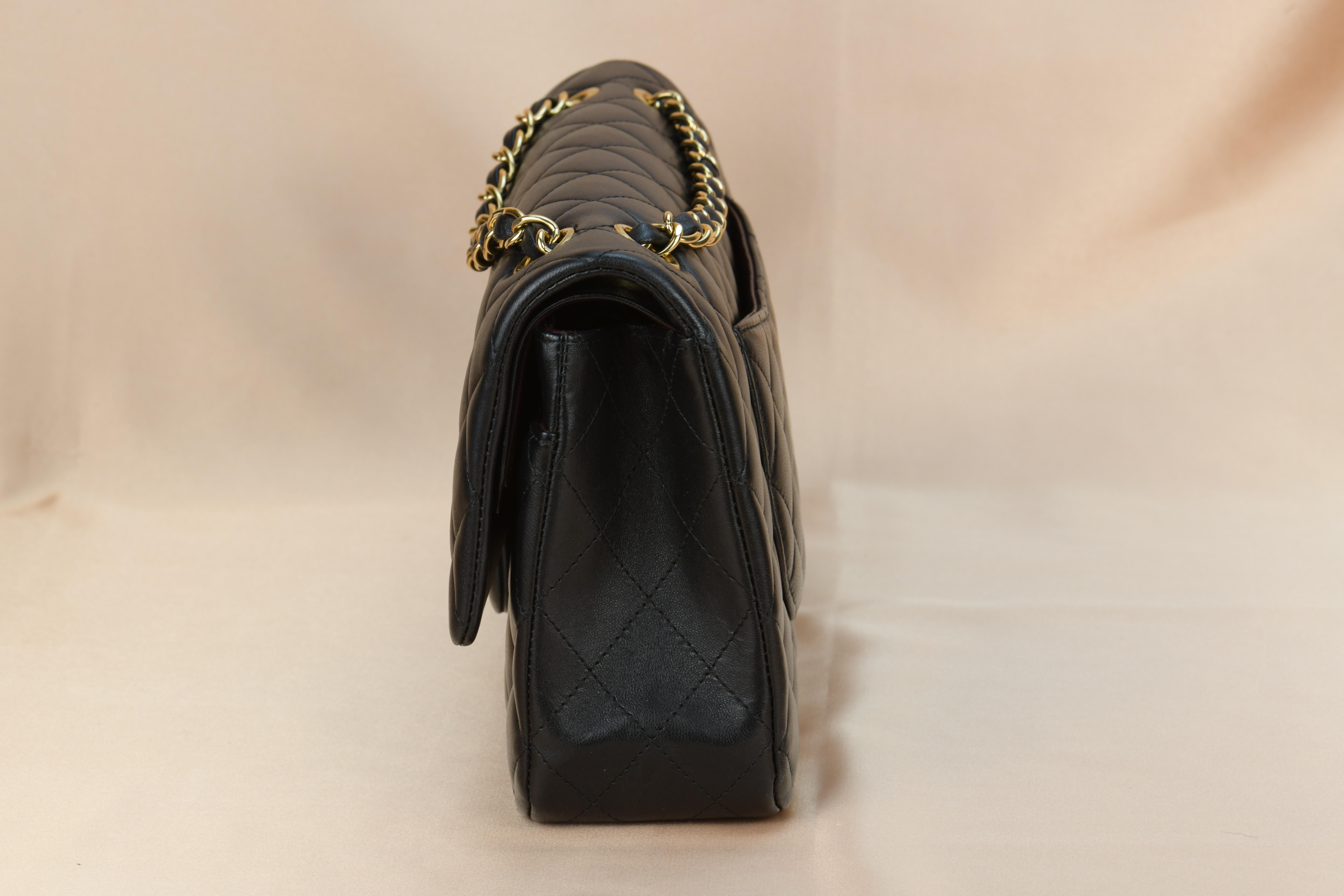 Chanel Black Lambskin Medium Classic Double Flap Bag 2