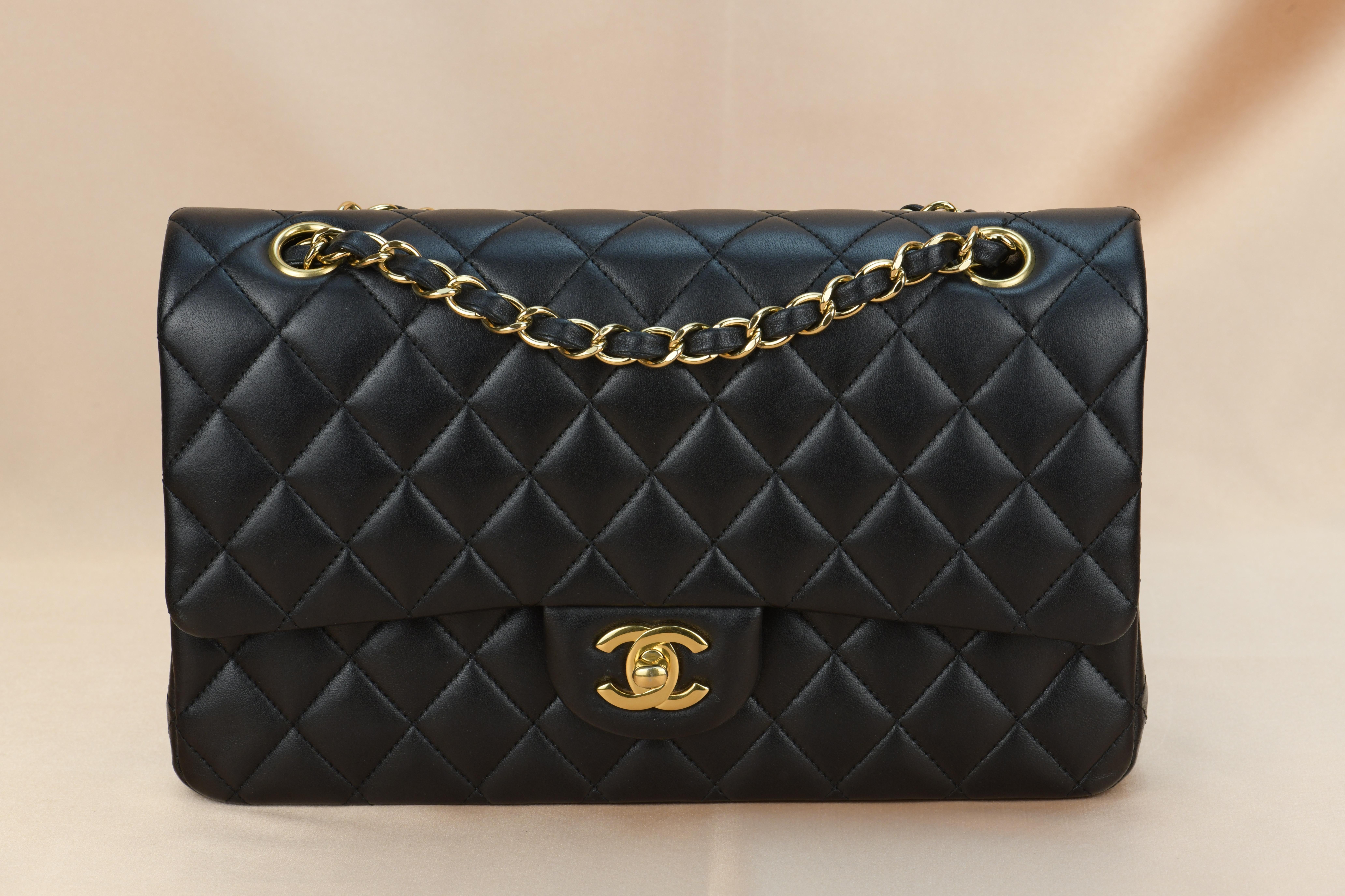 Chanel Black Lambskin Medium Classic Double Flap Bag 3