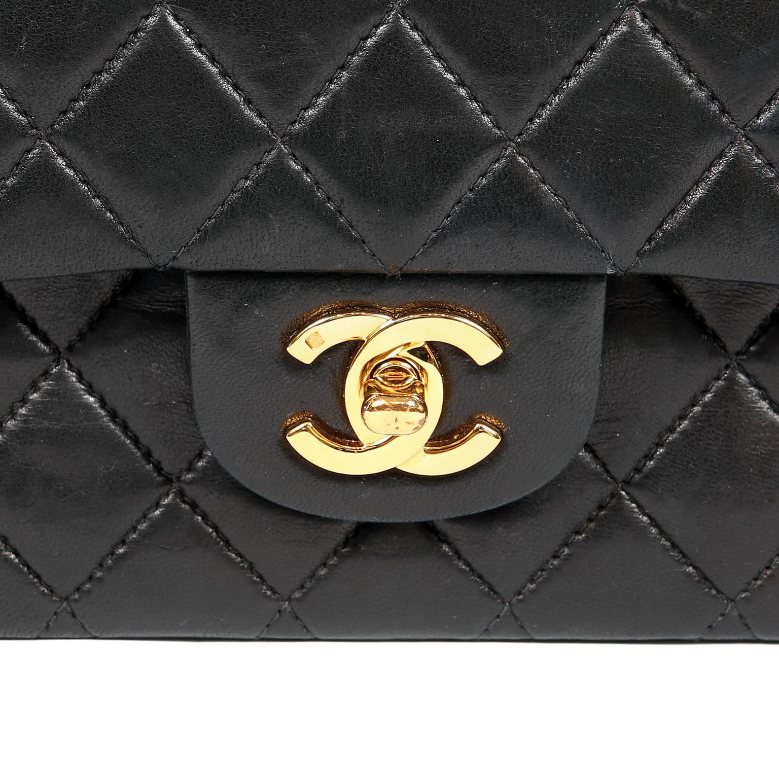 Chanel Black Lambskin Medium Classic Double Flap Bag with Gold Hardware 2