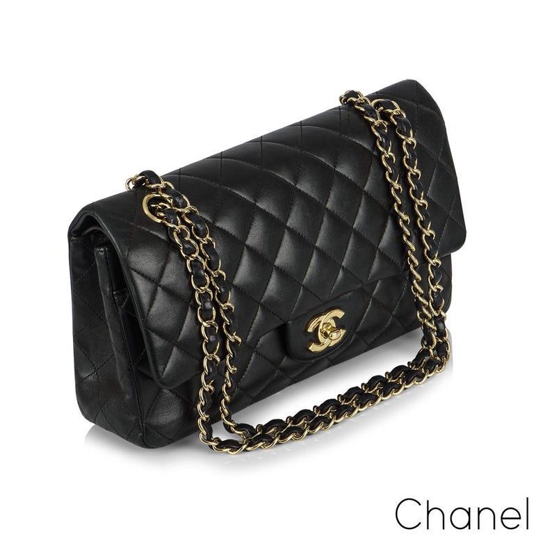 Chanel Black Lambskin Medium Double Flap Bag For Sale at 1stDibs  chanel  classic black handbag, chanel bag black, chanel classic flap medium price