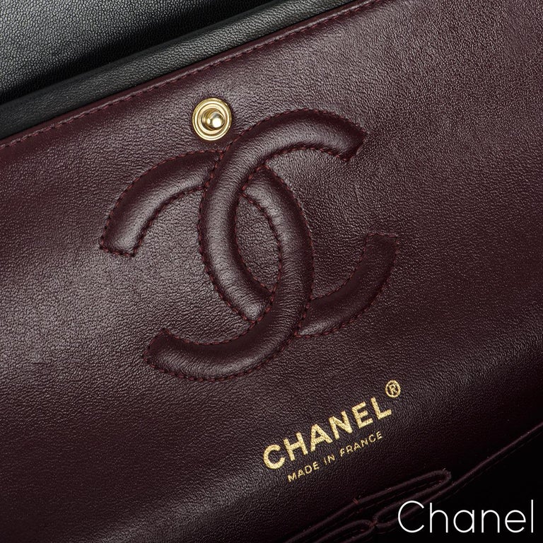 Chanel Black Lambskin Medium Double Flap Bag For Sale at 1stDibs