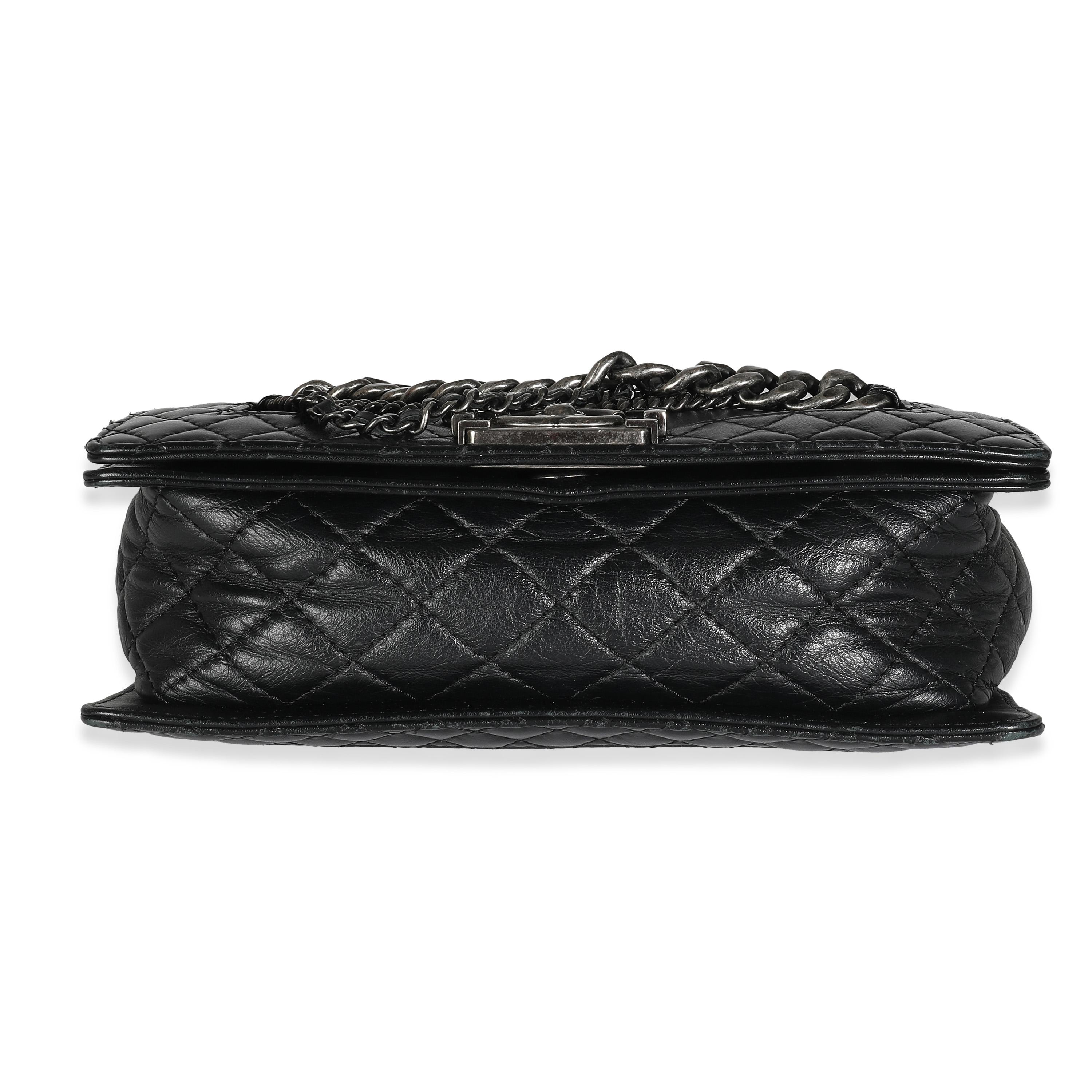 Femenino o masculino Chanel Bolso Boy Enchained Mediano de Piel de Cordero Negra en venta
