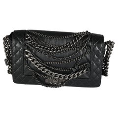 Chanel Black Lambskin Medium Enchained Boy Bag