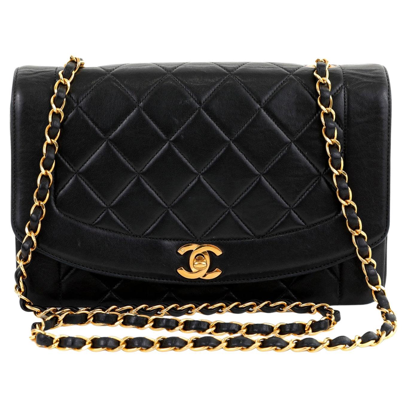 Chanel Black Lambskin Medium Princess Diana Single Flap Bag For Sale