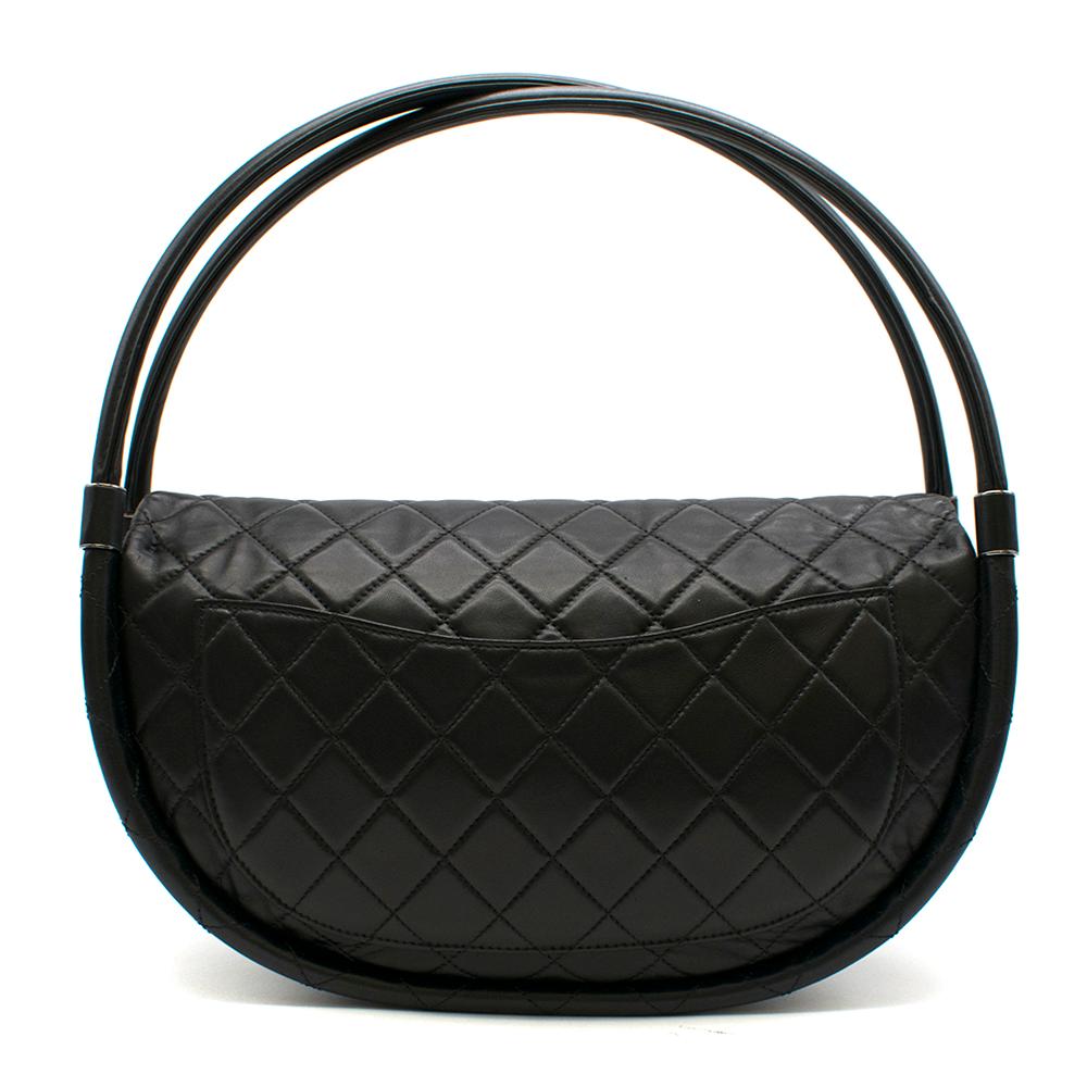 Chanel Wind Power Medium Hula Hoop Runway Bag- Black Lambskin with silver tone hardware. Chanel 2013
33cm x 18cm x 10cm