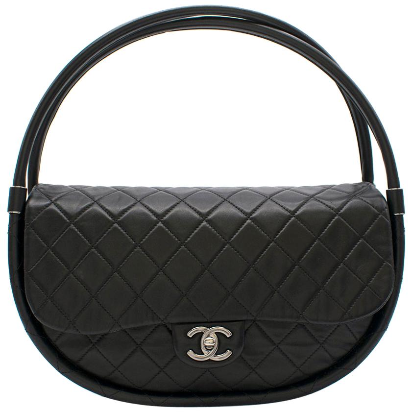 Chanel Black Lambskin Medium Wind Power Hula Hoop Bag For Sale