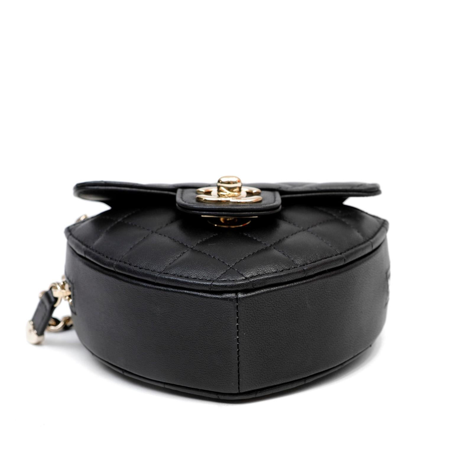 Chanel Black Lambskin Mini Heart Bag For Sale at 1stDibs