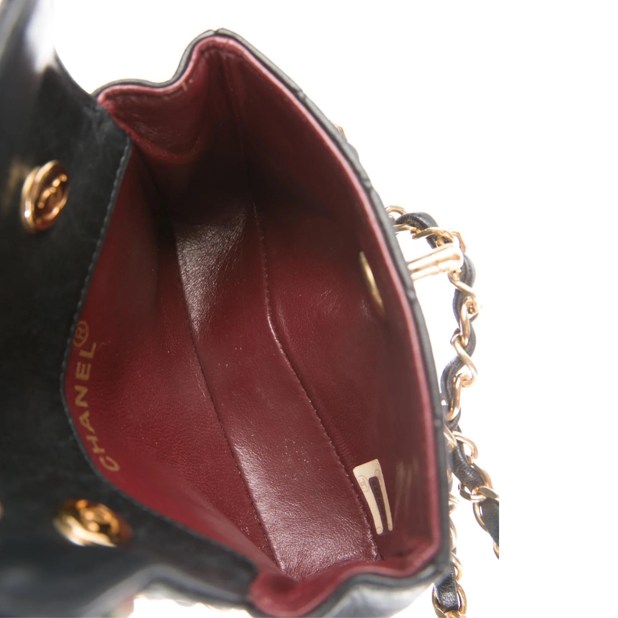 Chanel Black Lambskin Mini Quilted Flap Bag (Circa 1990) at 1stDibs