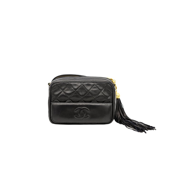 Chanel Black Lambskin Mini Tassel Camera Bag with 24KT Hardware, 1989 -  1991.