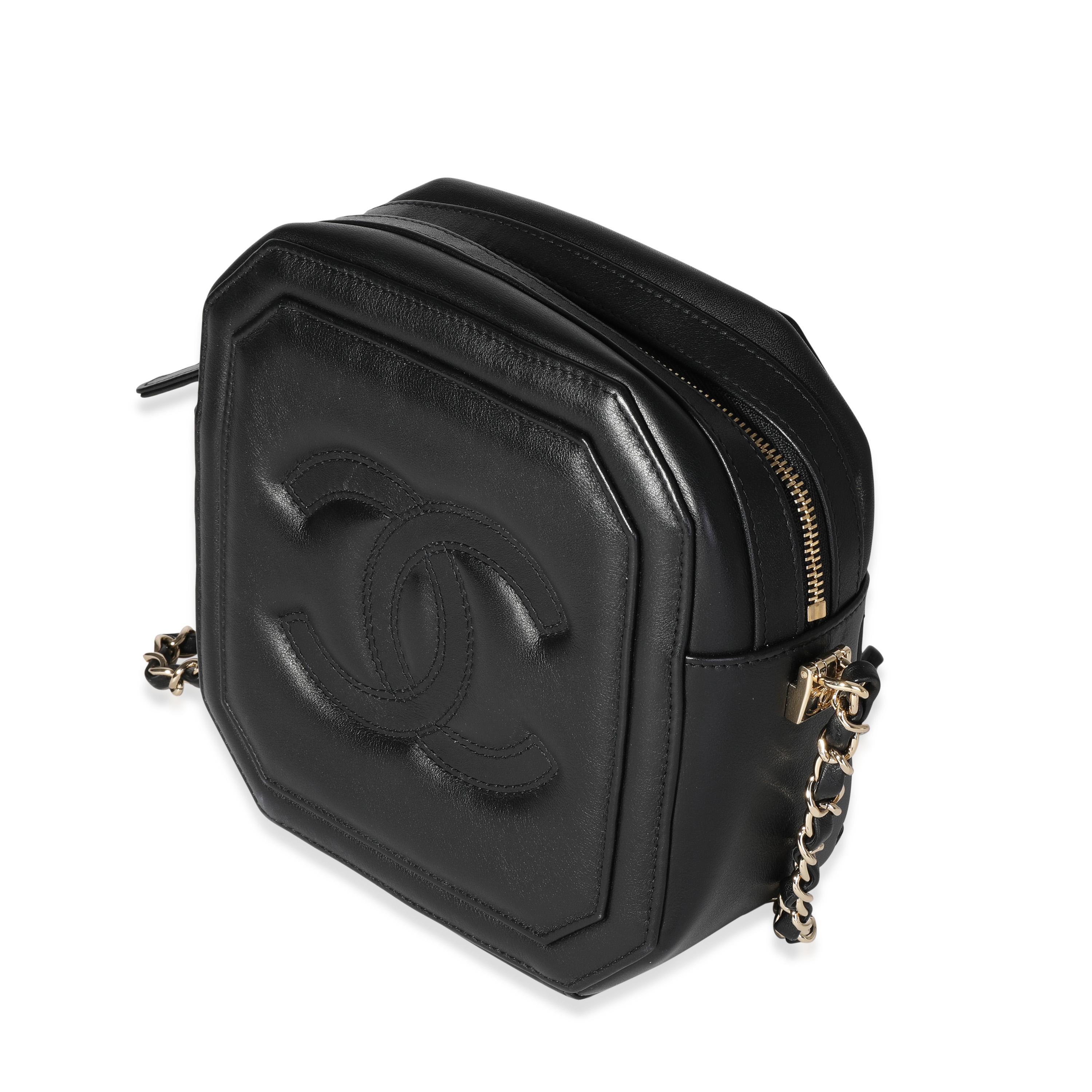 Chanel Black Lambskin Octagon Camera Bag In Excellent Condition In New York, NY