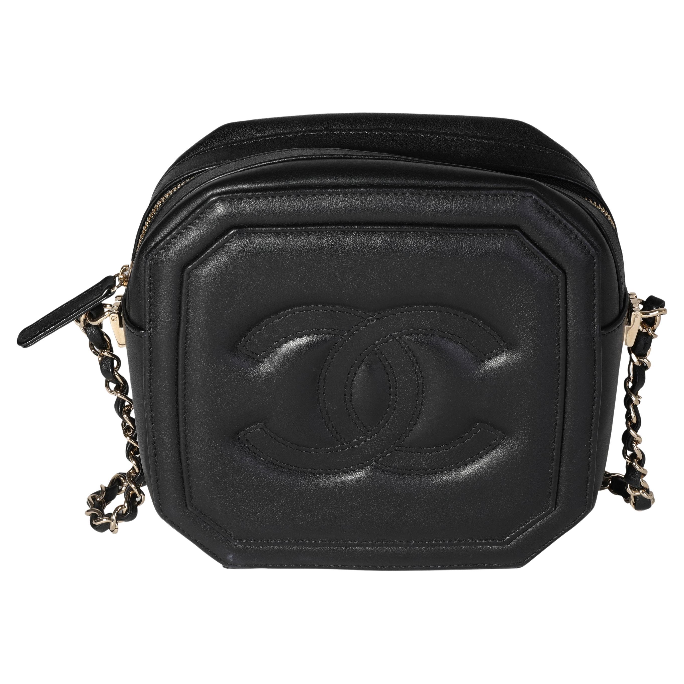 Chanel Black Lambskin Octagon Camera Bag