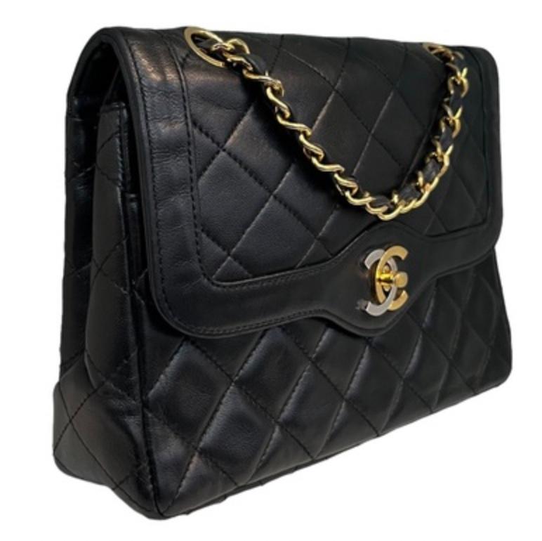 EXTREAMLY RARE!!! CHANEL Lambskin Paris Small Double Flap

Made in FRANCE

FEATURES

Black Lambskin Quilted Exterior
24k Gold & Silver CC Turn Lock Logo
Leather Interior Flap
Leather Interior
1 Lipstick Holder
2 Slip Pockets
1 Expanding Sections
1