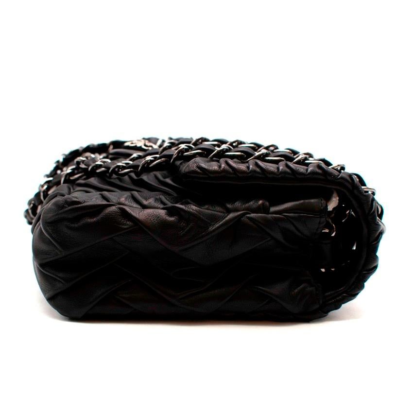 Chanel Black Lambskin Pleated Leather Single Flap Bag In Excellent Condition In London, GB