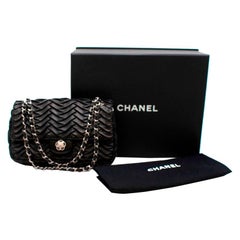 Chanel Black Lambskin Pleated Leather Single Flap Bag