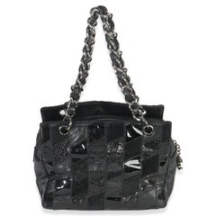 Chanel Black Lambskin Python Patchwork Shoulder Bag