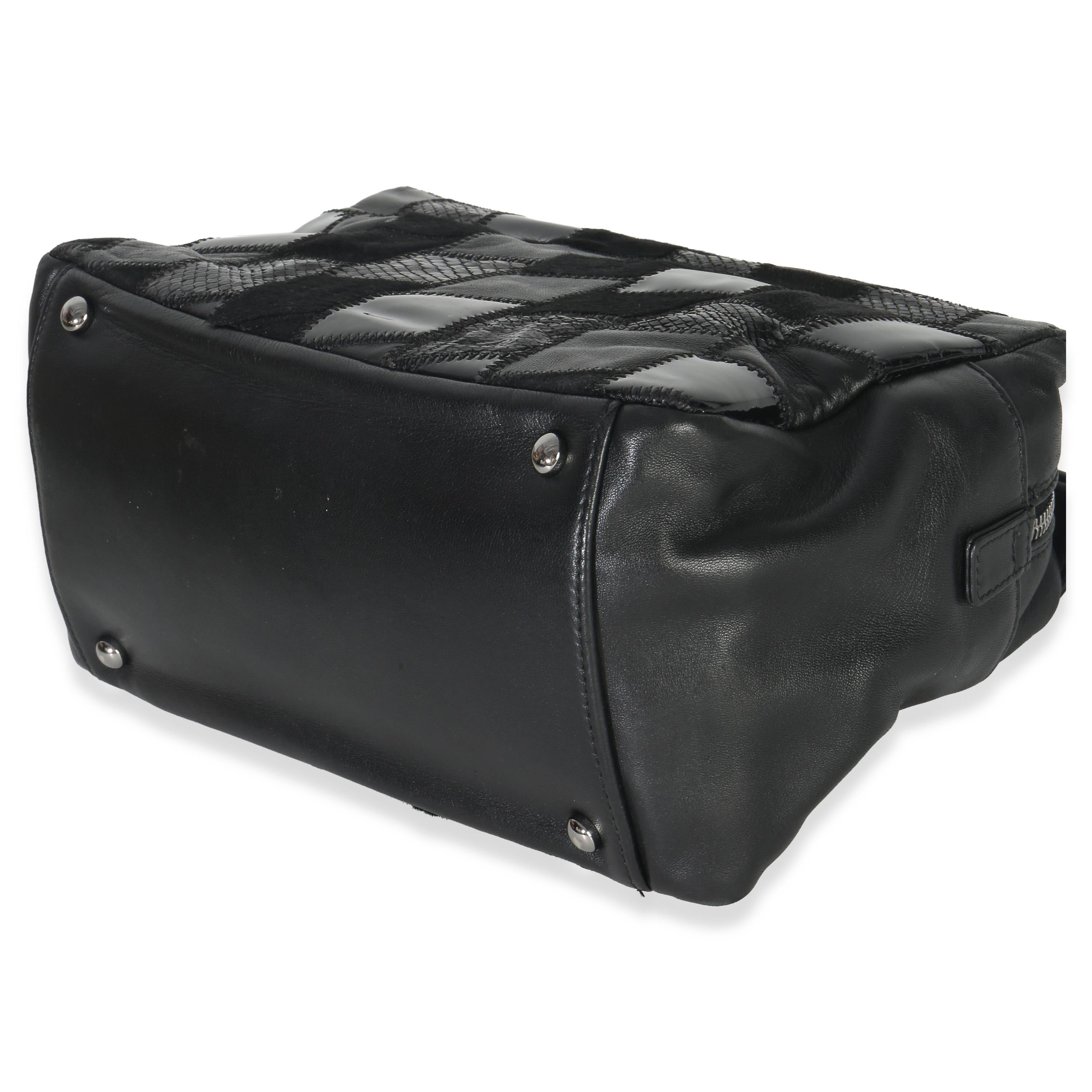 Chanel Black Lambskin Python Patchwork Shoulder B… - image 5