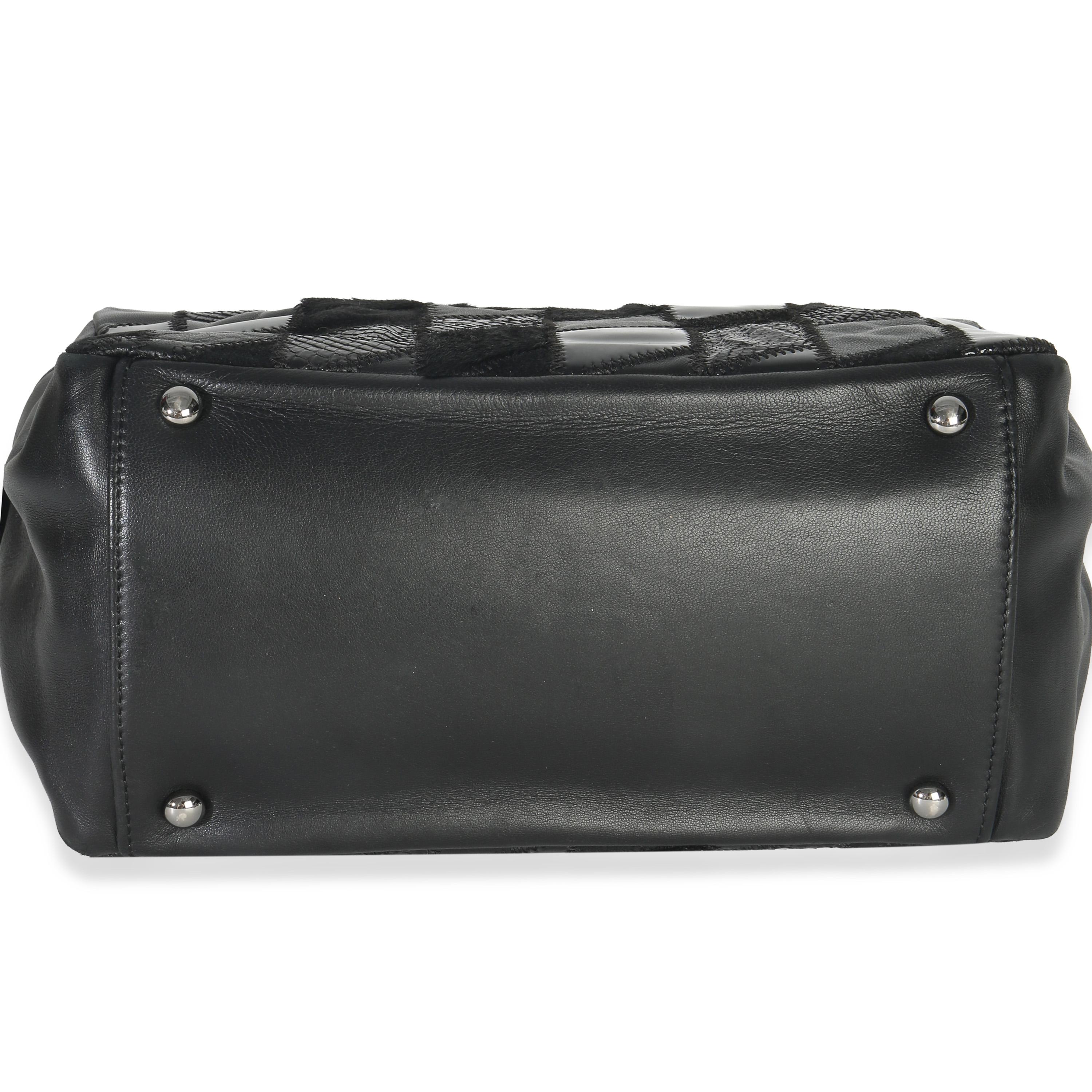 Chanel Black Lambskin Python Patchwork Shoulder B… - image 8