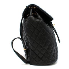 Chanel Black Lambskin Quilted Backpack