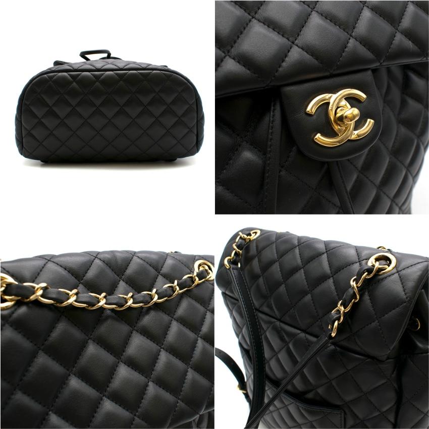 Chanel Black Lambskin Quilted Backpack In New Condition In London, GB