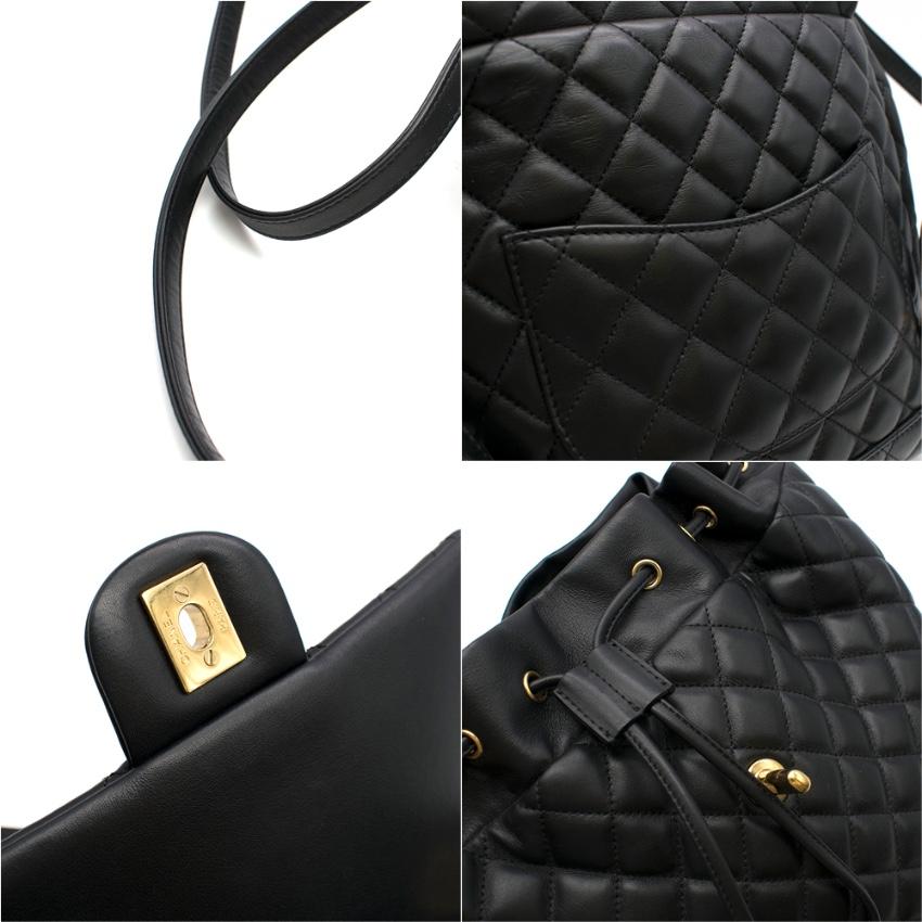 Women's Chanel Black Lambskin Quilted Backpack