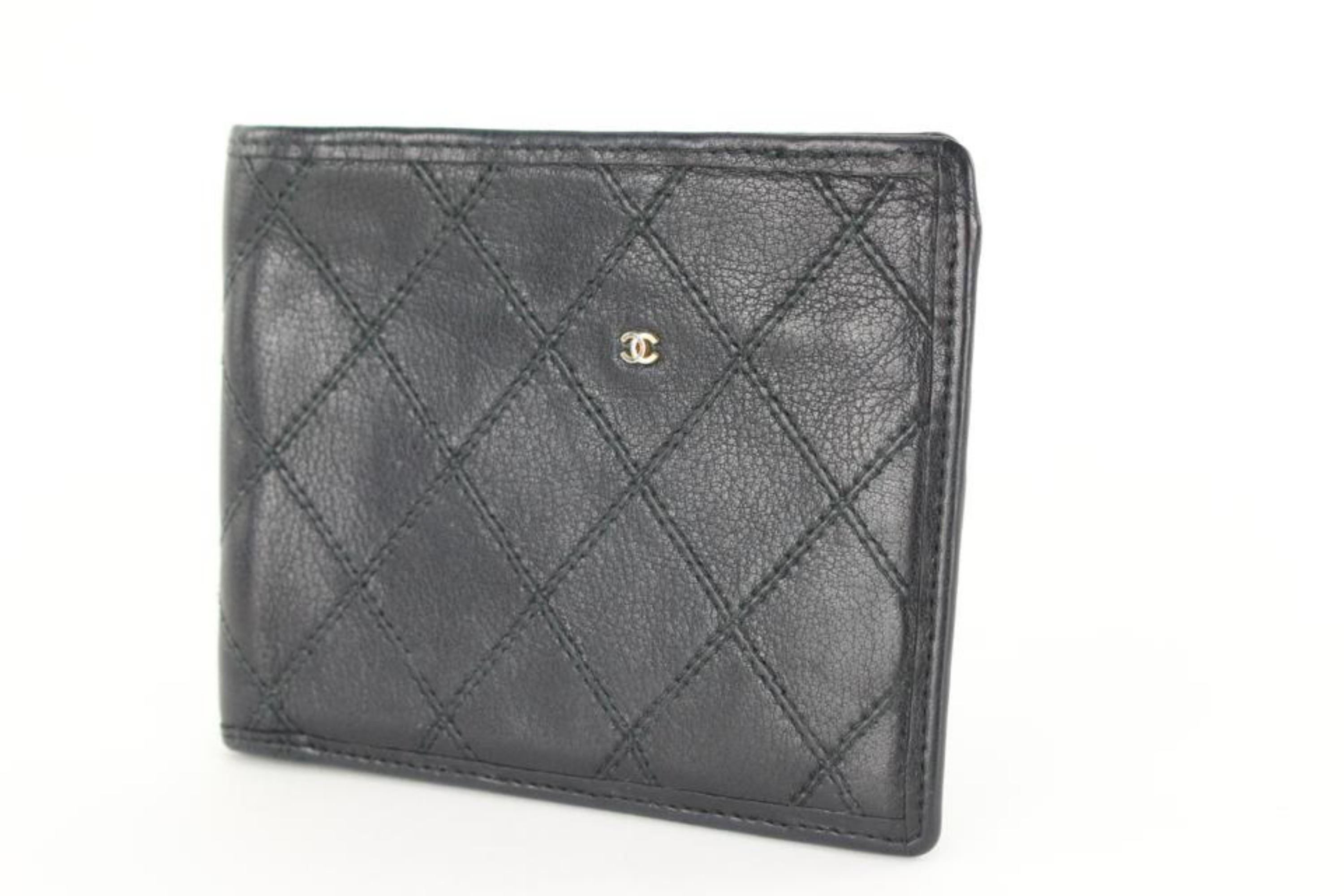 Chanel Black Lambskin Quilted CC Bifold Wallet 1C1020 7
