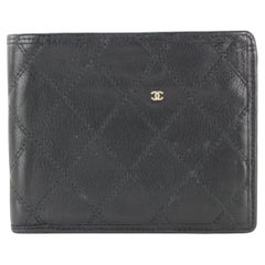 Chanel Black Quilted Lambskin Cambon Card Holder Wallet Case 56ck32s