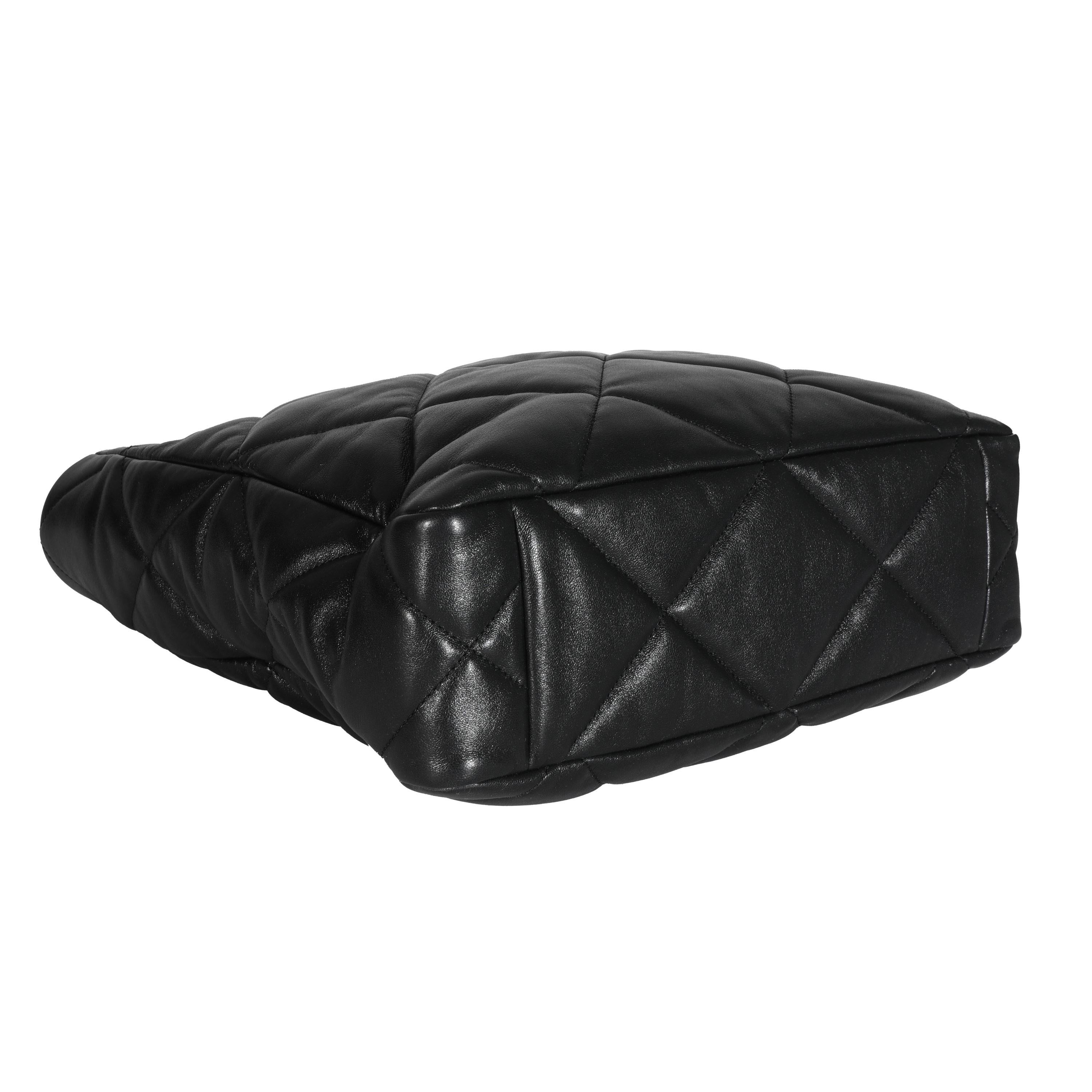 Listing Title: Chanel Black Lambskin Quilted Chanel 19 Shopping Bag
SKU: 131562
MSRP: 6500.00
Condition: Pre-owned 
Handbag Condition: Excellent
Condition Comments: Item is in excellent condition and displays light signs of wear. Plastic along