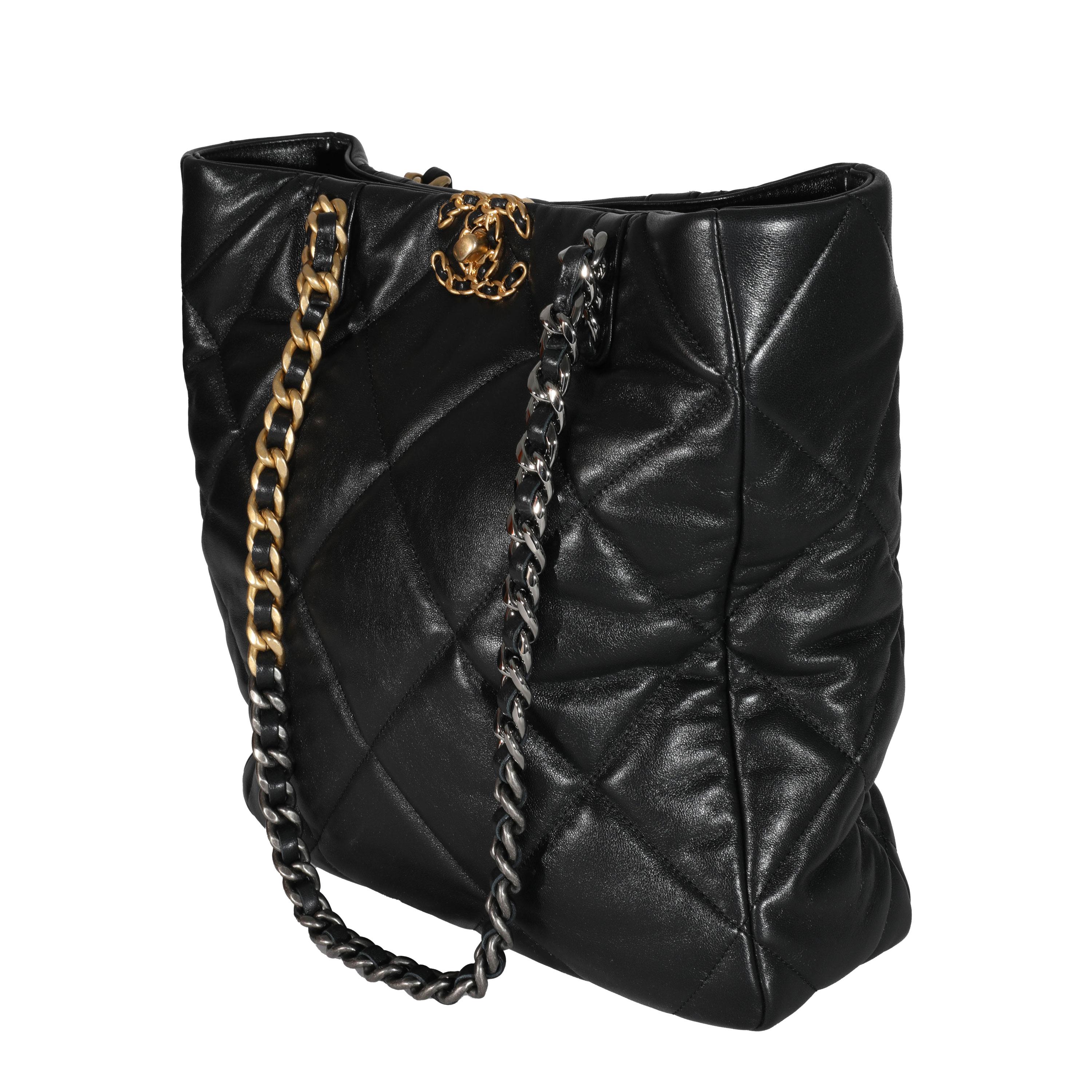 Chanel Black Lambskin Quilted Chanel 19 Shopping Bag 1