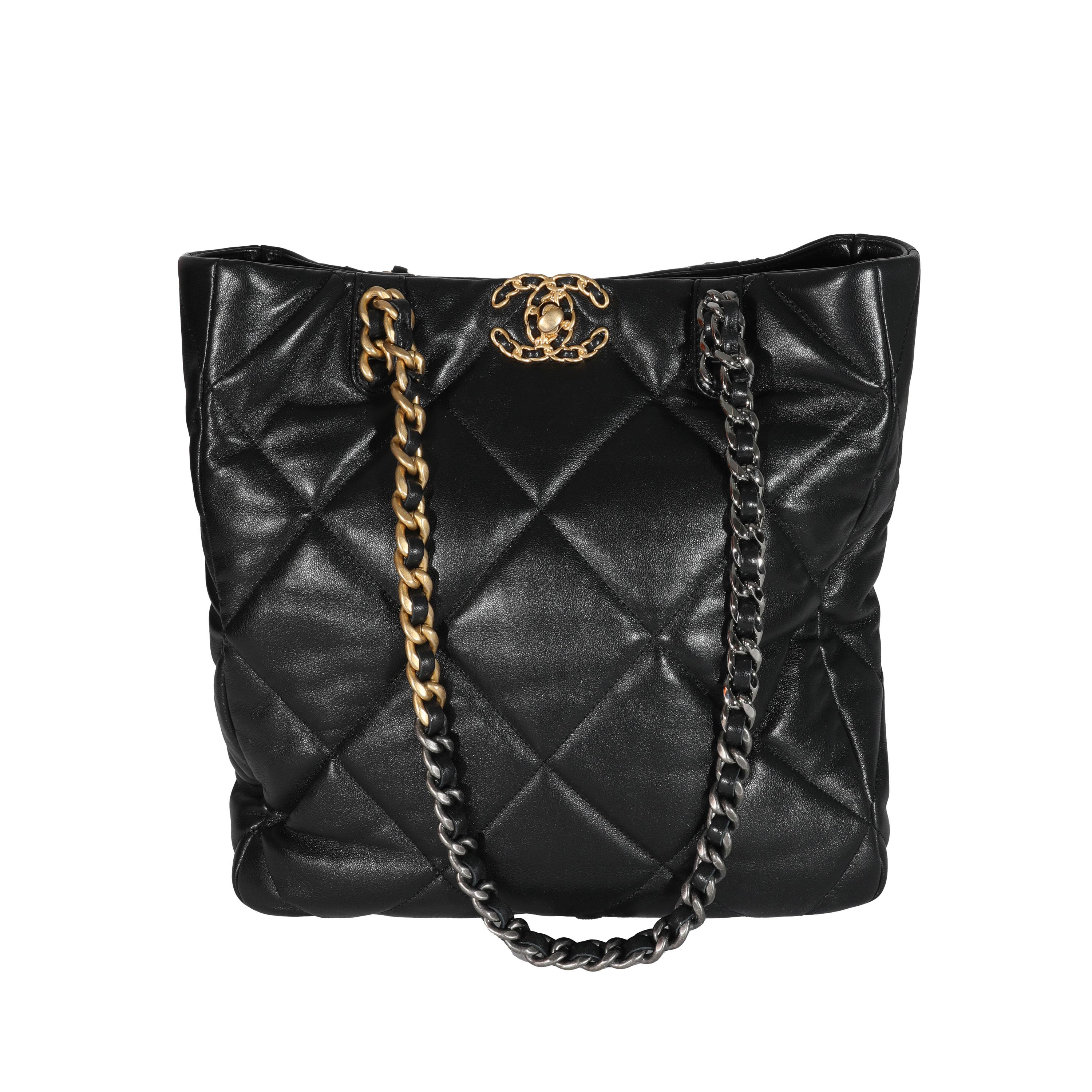 Chanel Black Lambskin Quilted Chanel 19 Shopping Bag 2